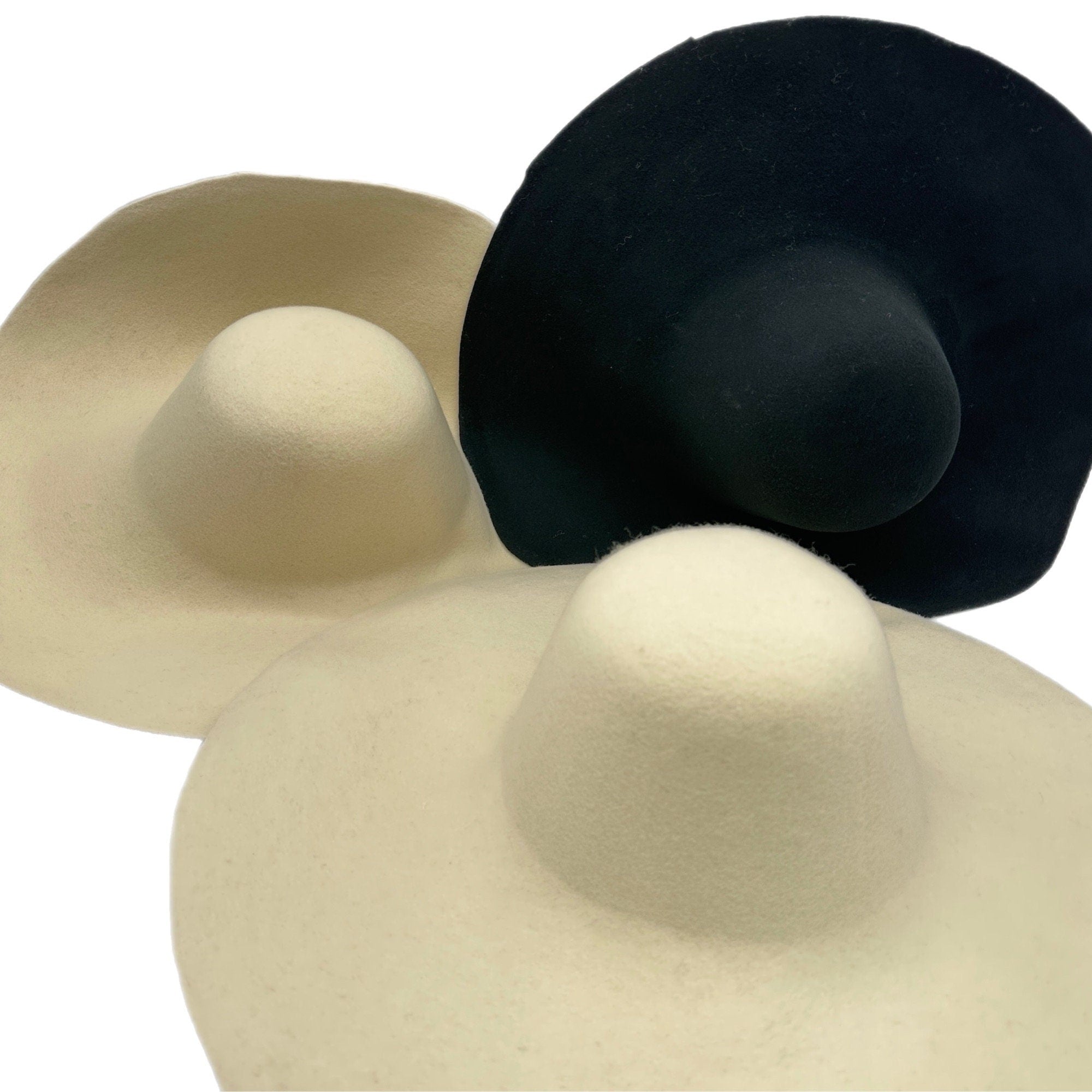 Set of 3 200 g Wool Felt Capeline Hat Bodies for Millinery