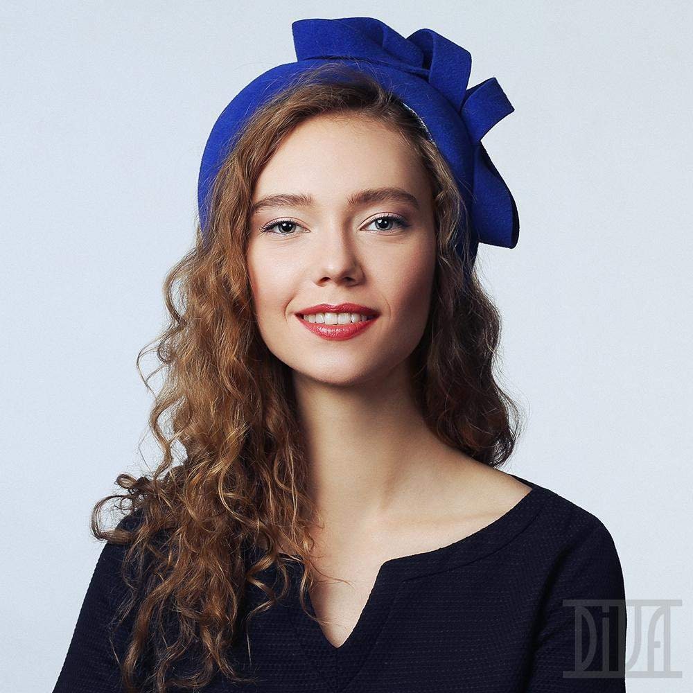 Elegant blue fog velour felt headband - DivaHats Boutique