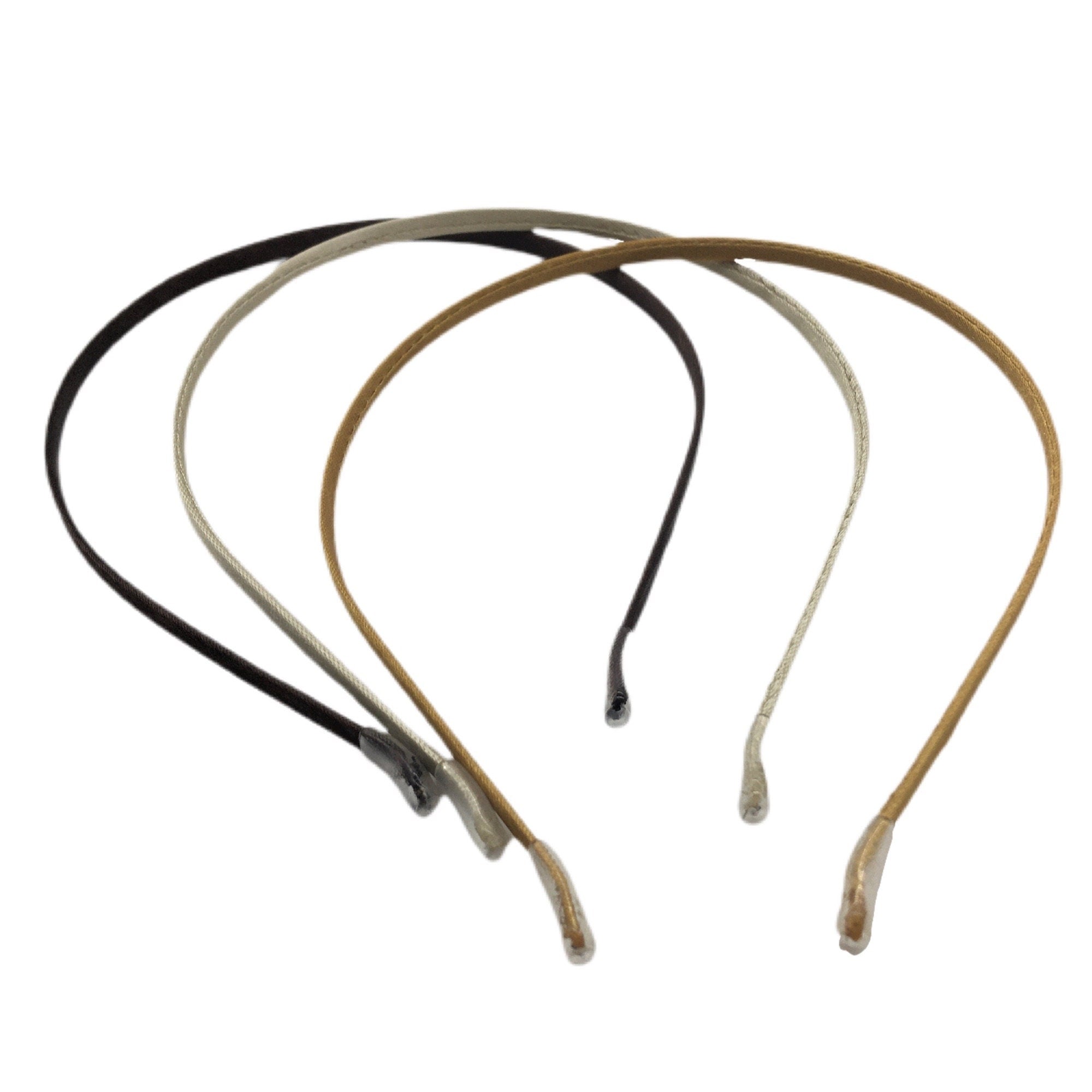 Set of 3 Metal Headband Satin Covered for Fascinators & Mini Hats 5mm