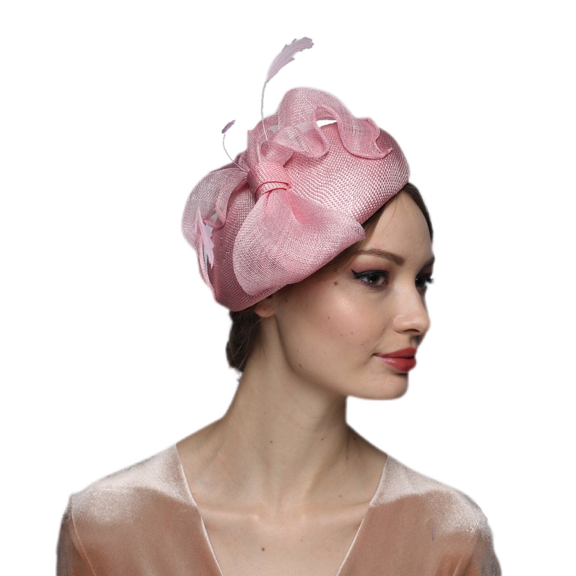 Pink Straw Kentucky Derby Hat Beret
