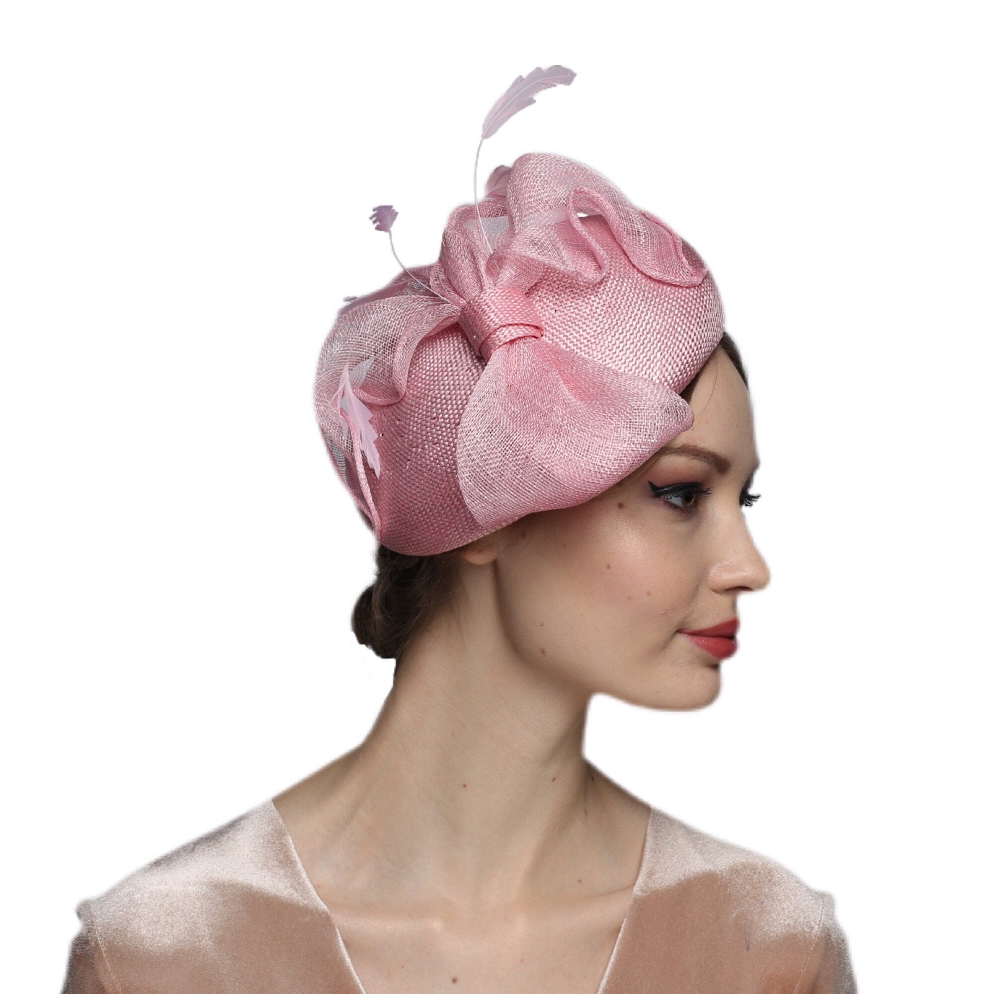 Pink Straw Kentucky Derby Hat Beret