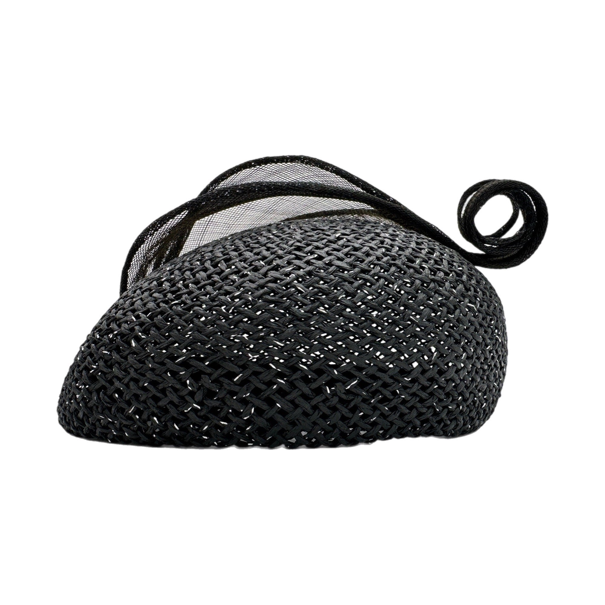 Small Straw Beret Headband with Elegant Trim