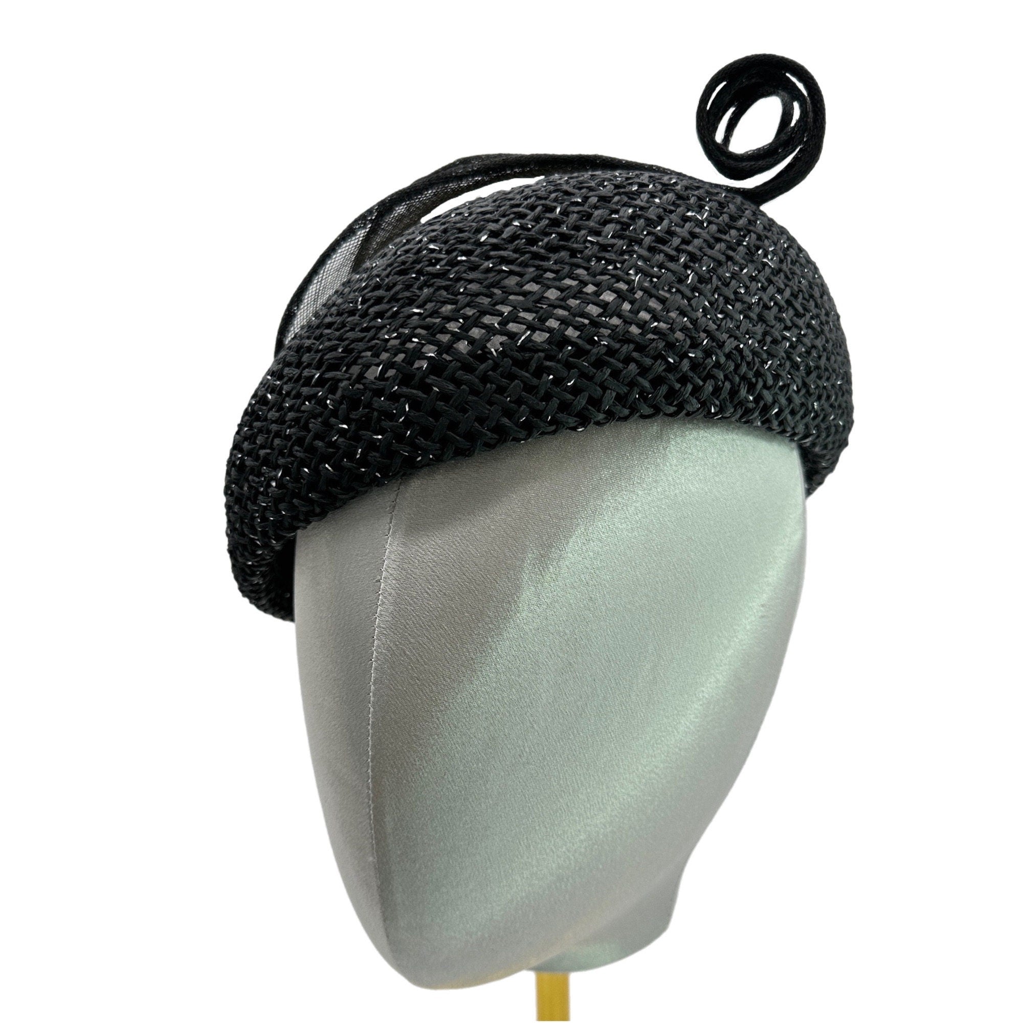 Small Straw Beret Headband with Elegant Trim