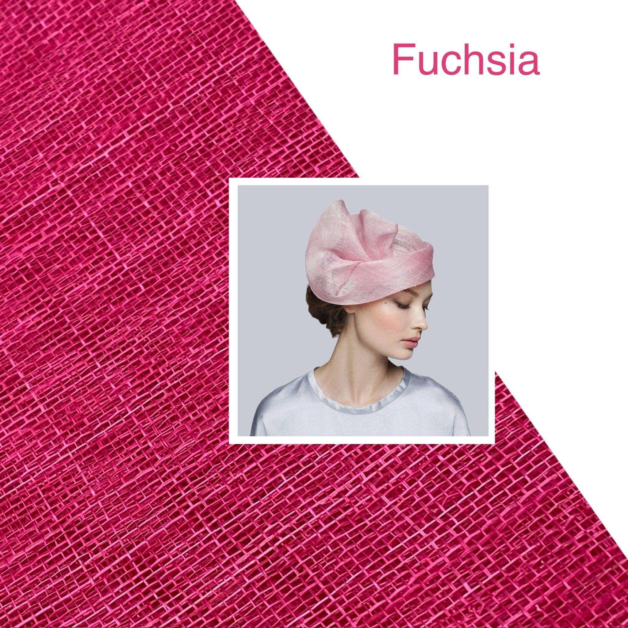 A fuchsia pink cloche hat made of a soft, sheer fabric.