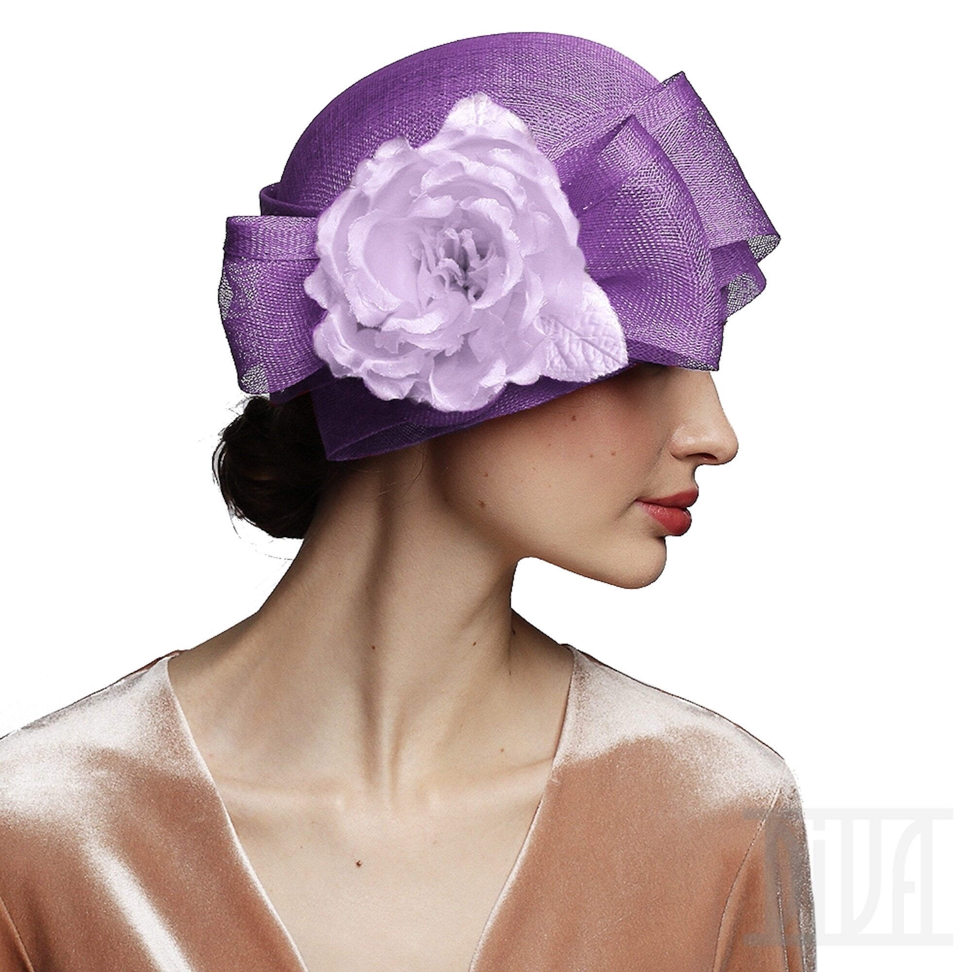 Lovely Cloche with Rose Derby Wedding Hat
