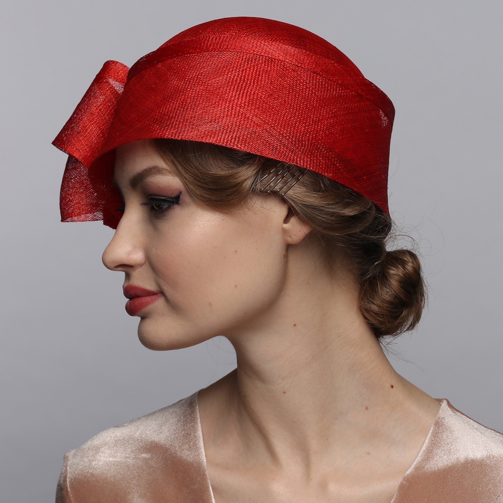 Lovely Cloche with Rose Derby Wedding Hat