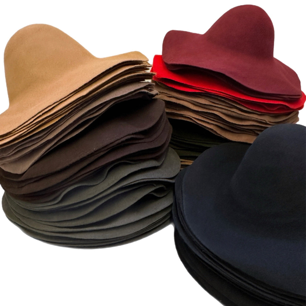 Set of 24 Heavy-Weight Wool Felt Capeline Hat Bodies Wholesale