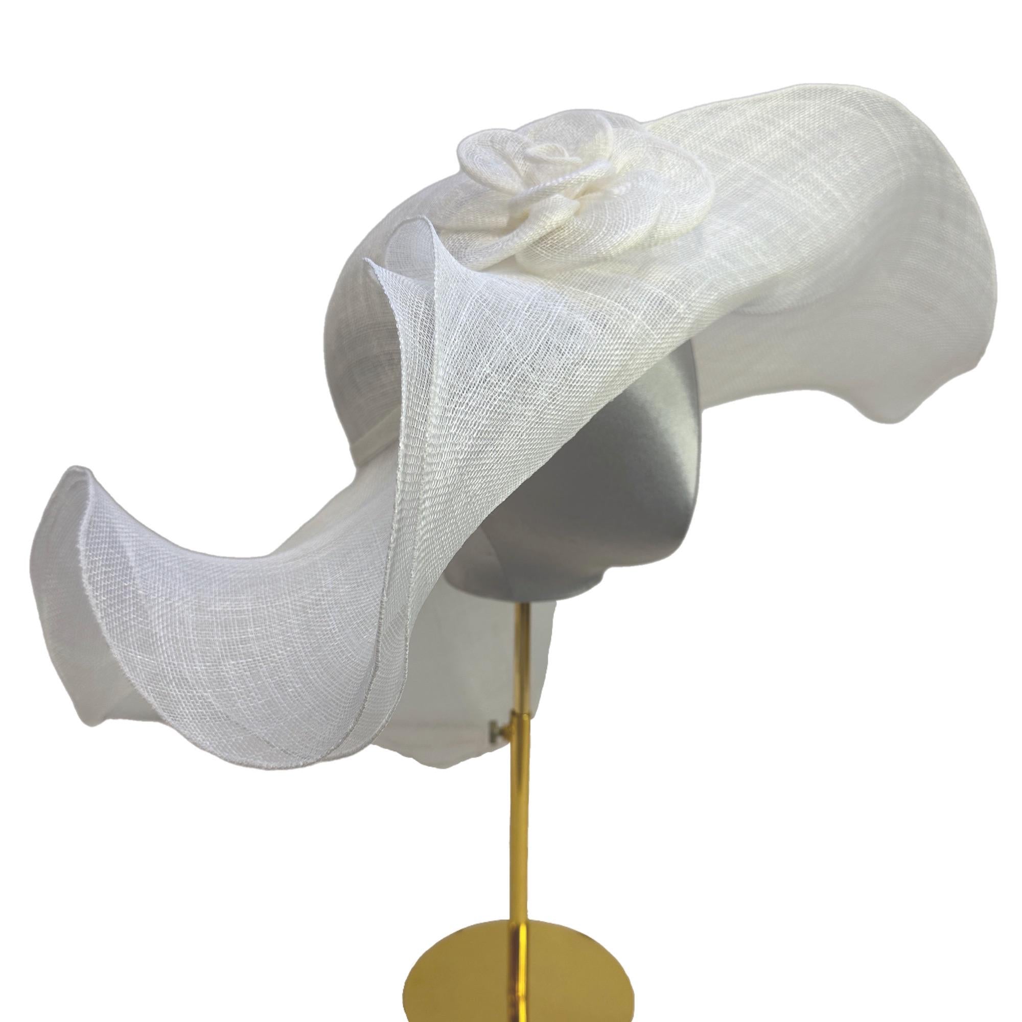 Kentucky Derby Hat Wide&Floppy Double Brim with Gold Flower
