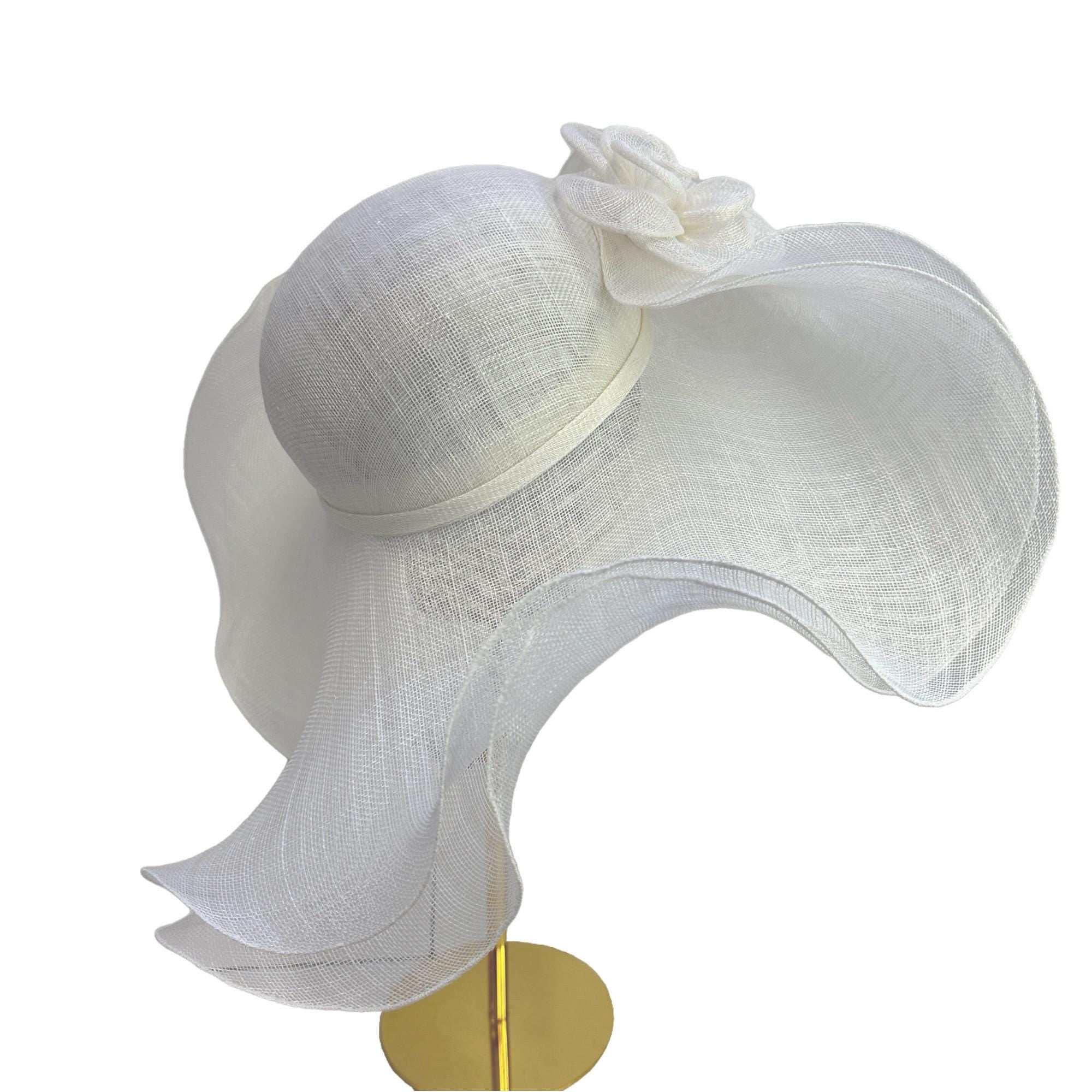 Kentucky Derby Hat Wide&Floppy Double Brim with Gold Flower