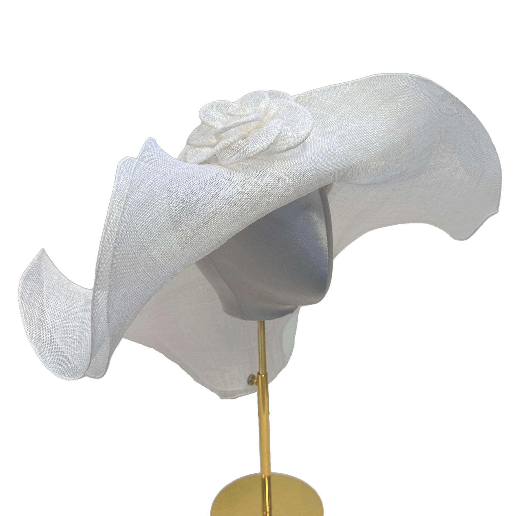 Kentucky Derby Hat Wide&Floppy Double Brim with Gold Flower