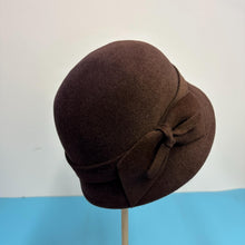 Load image into Gallery viewer, Fur Felt Cloche Hat with Bow Classic Winter Headwear