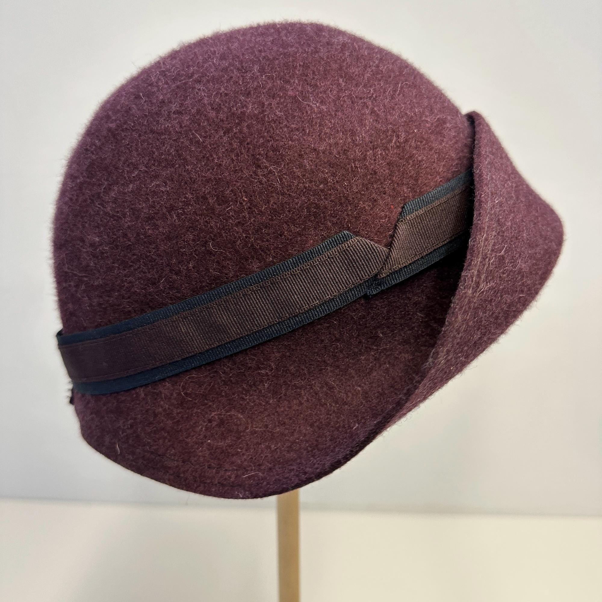 Soft Brim Wool Felt Cloche Hat with Bow