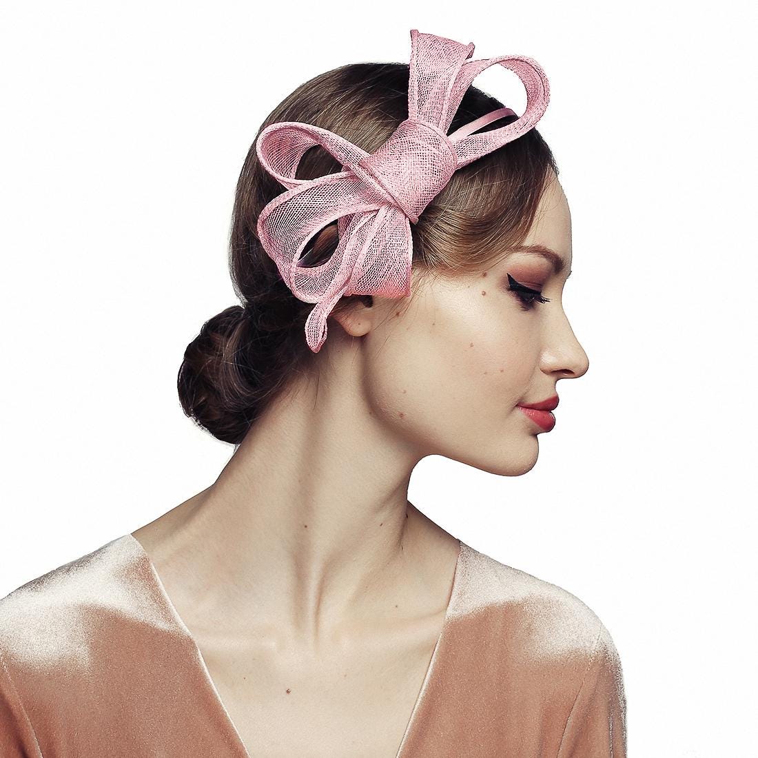 Bow Fascinator for Women Cocktail Wedding Tea Party Church Hat