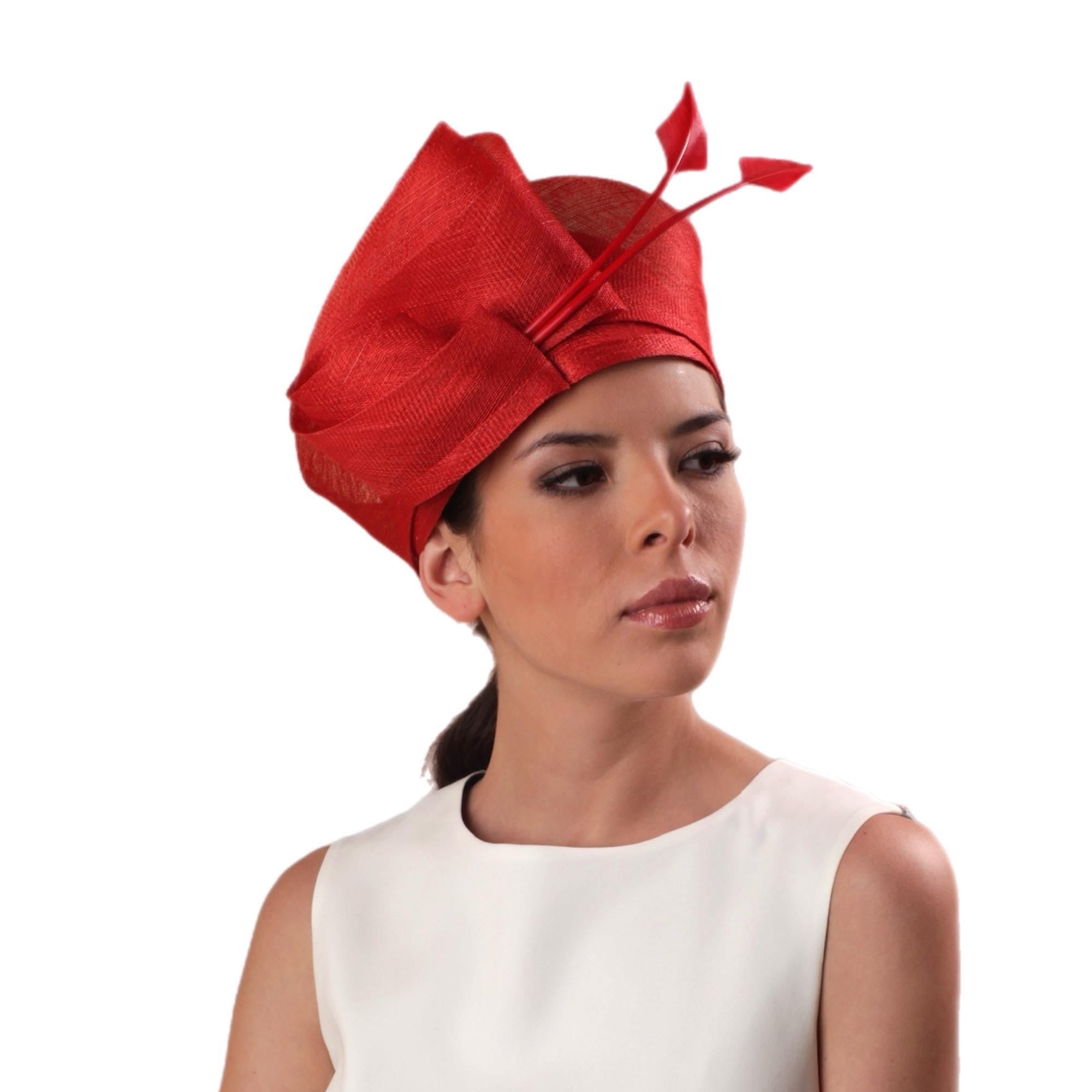 Eye-Catching Red Cloche Hat with Arrow Feathers Derby Wedding Headwear