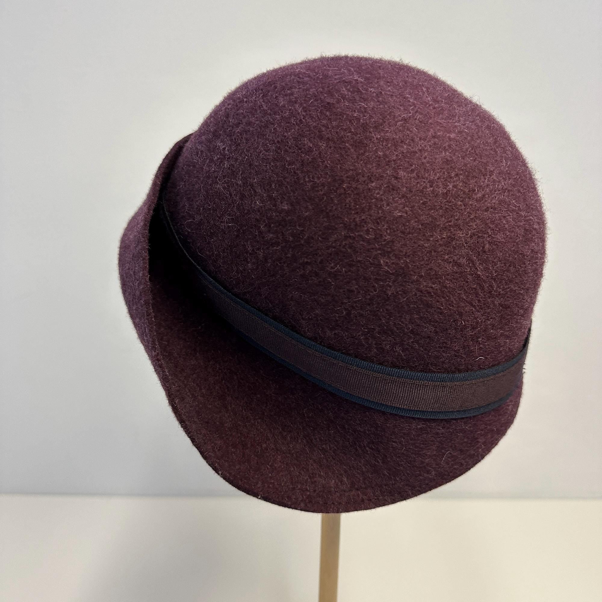 Soft Brim Wool Felt Cloche Hat with Bow