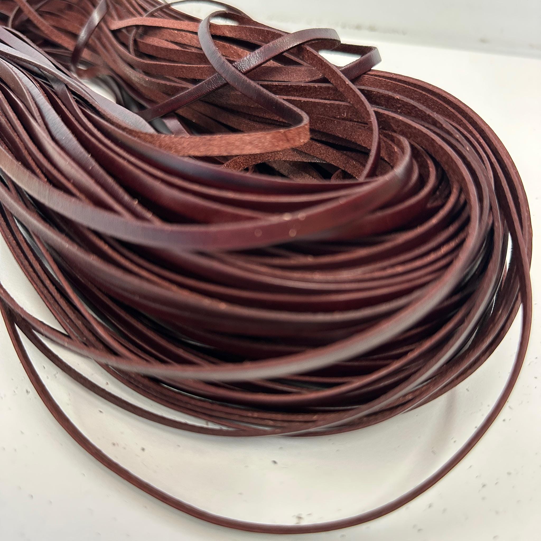 3 mm Brown Leather Hat Band Handmade Hat Trim for Fedora Cowboy and Western Hats - 1 m