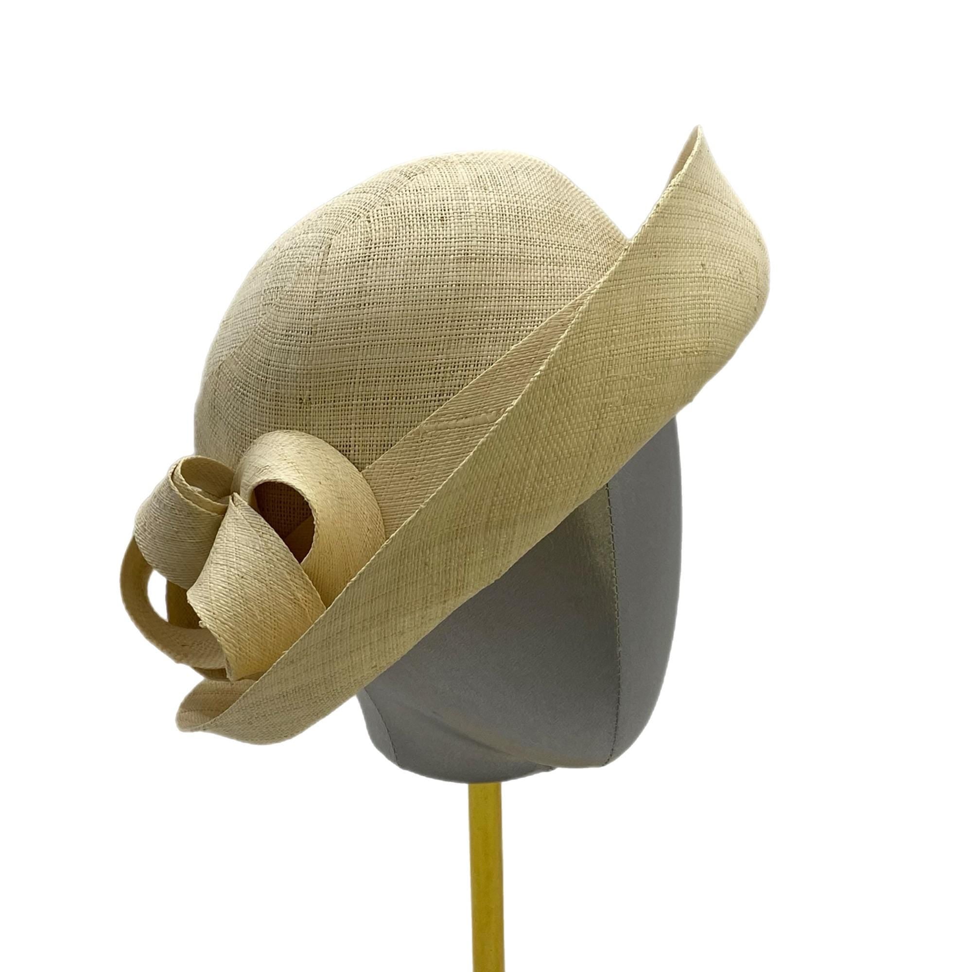 Elegant Raffia Fabric Hat with Bow