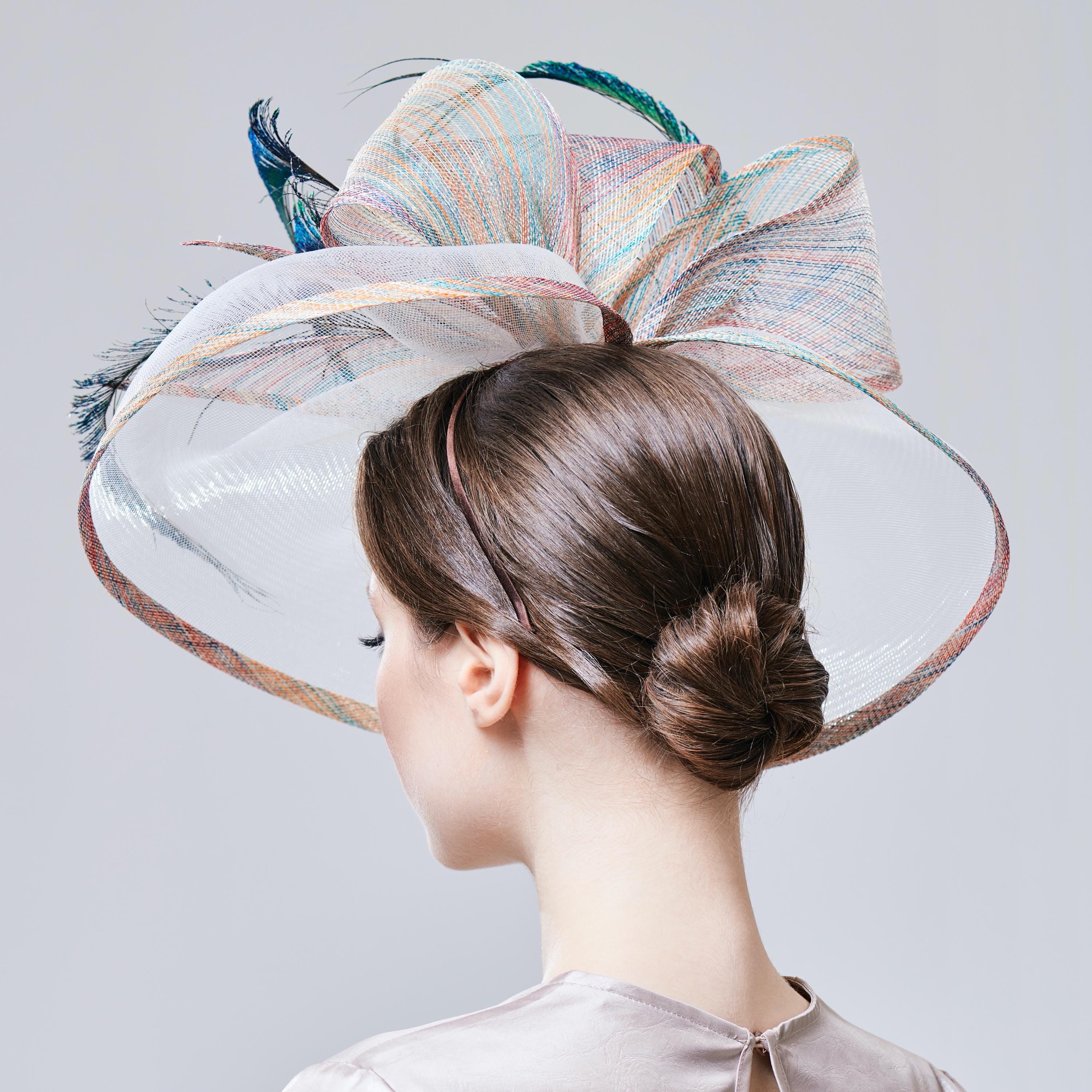Multicolor Fascinator Hat Women Elegant Kentucky Derby Headwear
