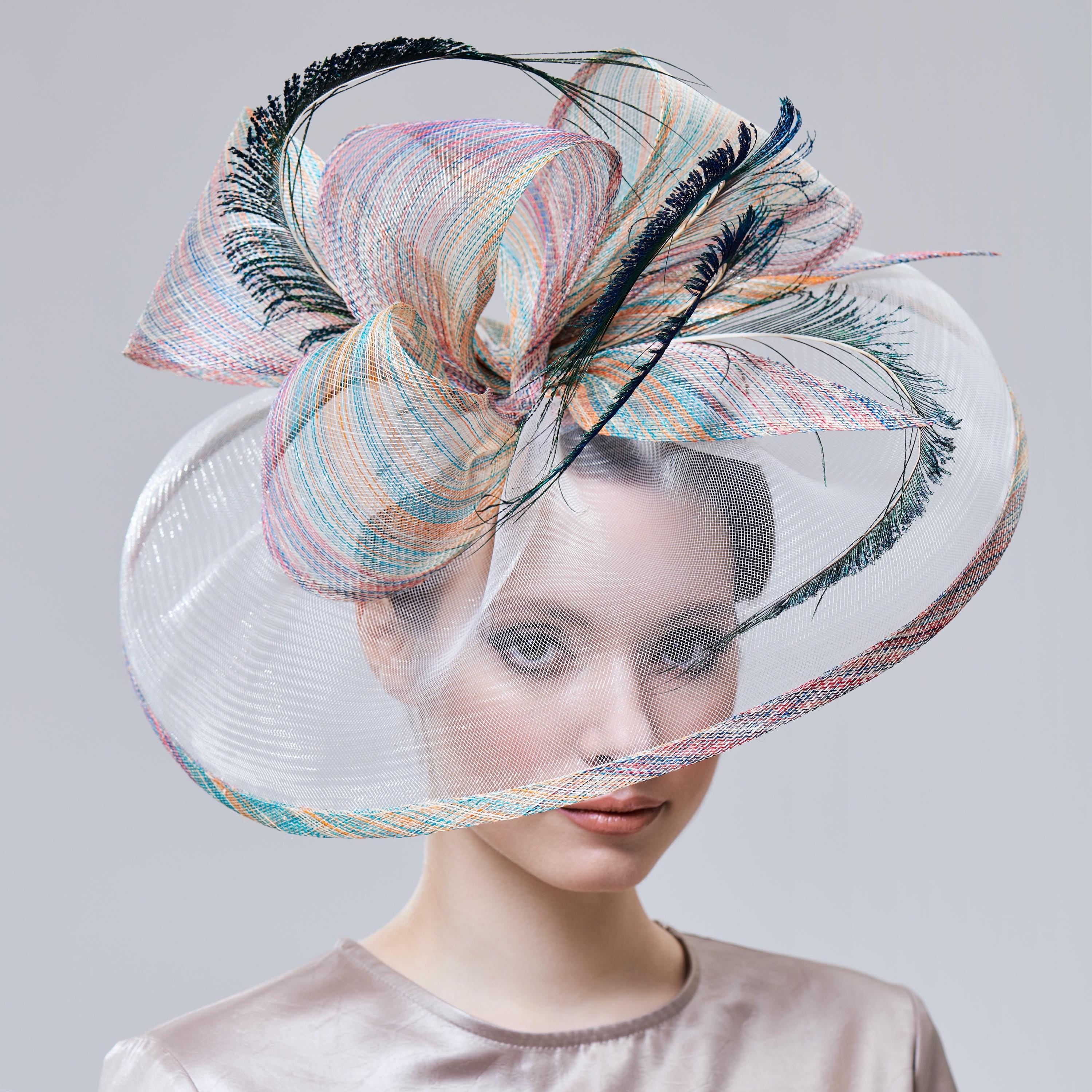 Multicolor Fascinator Hat Women Elegant Kentucky Derby Headwear