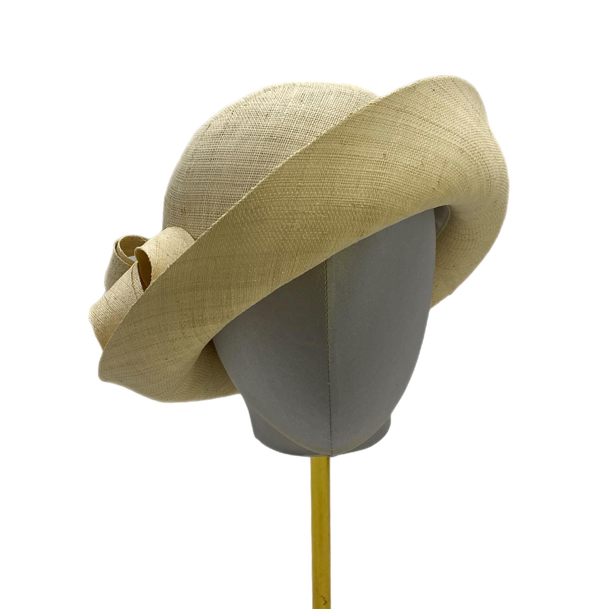 Elegant Raffia Fabric Hat with Bow