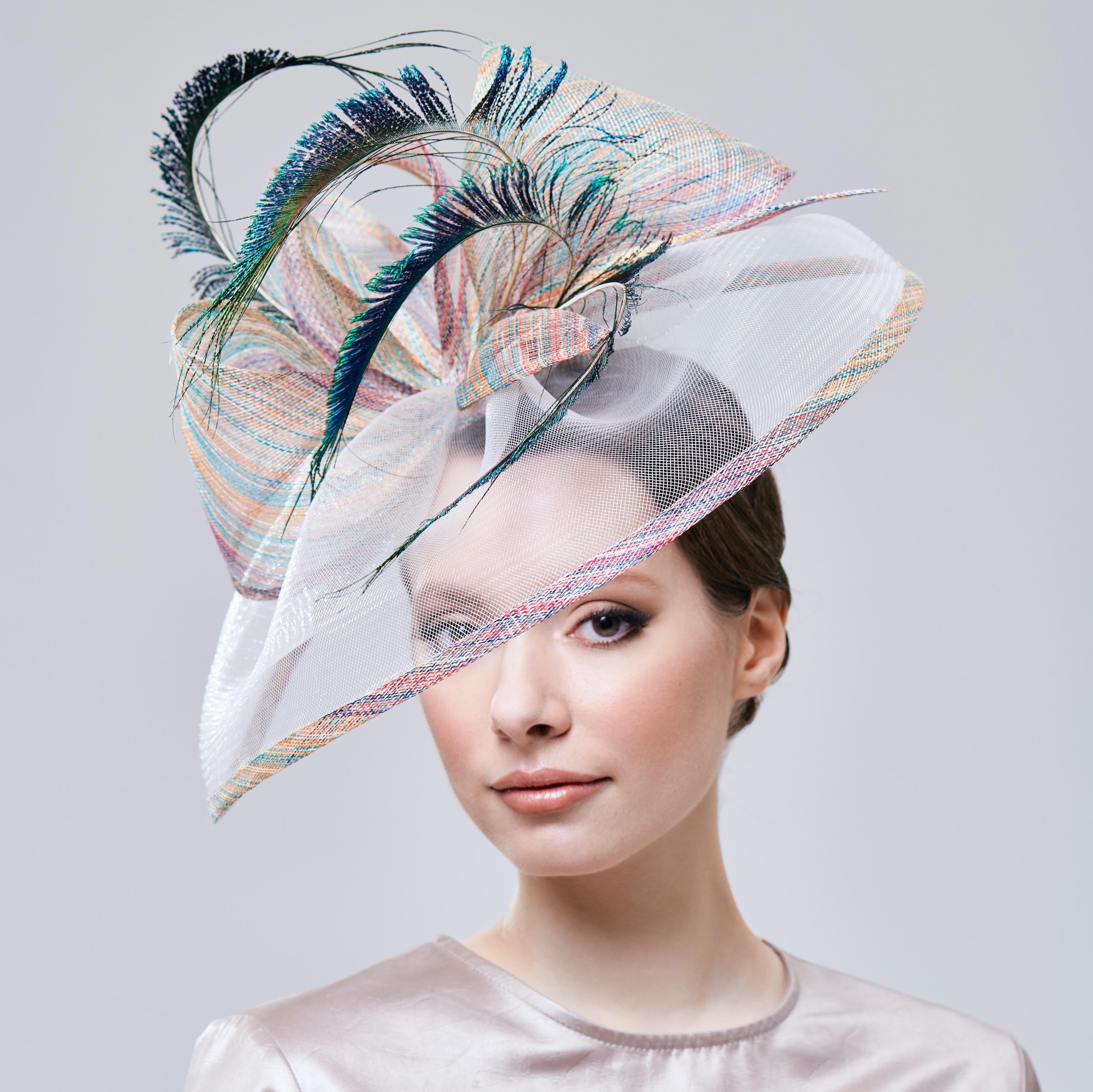 Multicolor Fascinator Hat Women Elegant Kentucky Derby Headwear