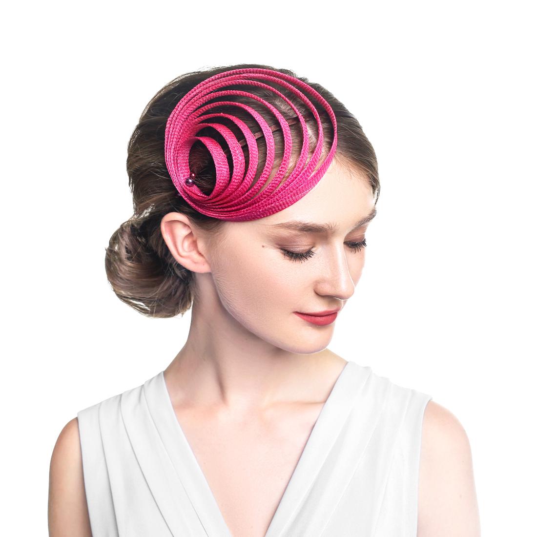 Red Fascinator Hat Derby Cocktail Wedding Tea Party Church Women Headwear