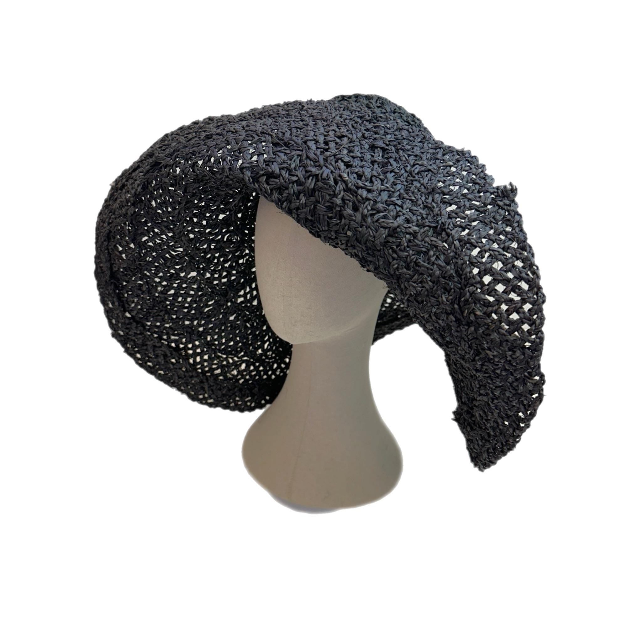 Giant Raffia Straw Braid Capeline Hat Bodies for Millinery Navy Blue