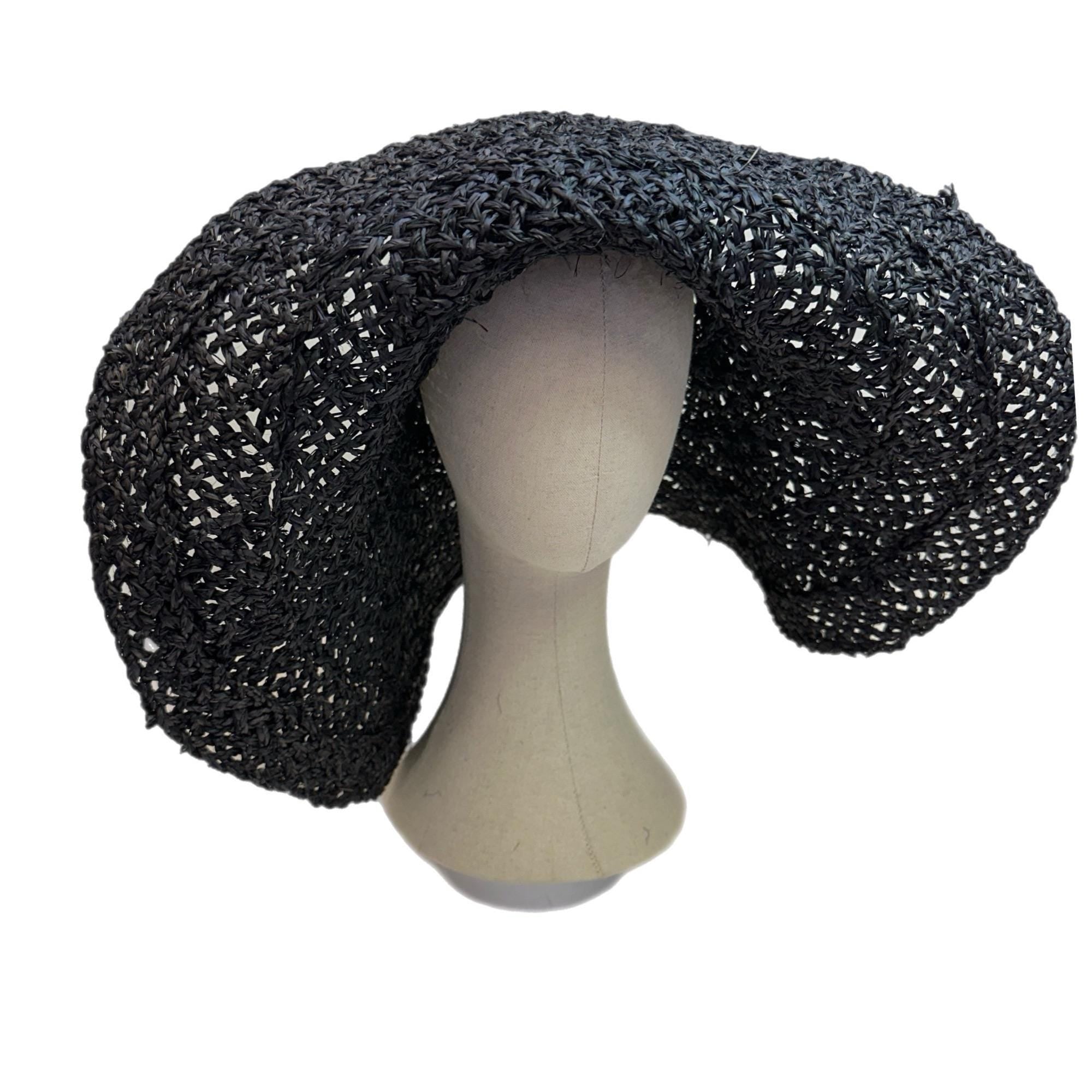 Giant Raffia Straw Braid Capeline Hat Bodies for Millinery Navy Blue