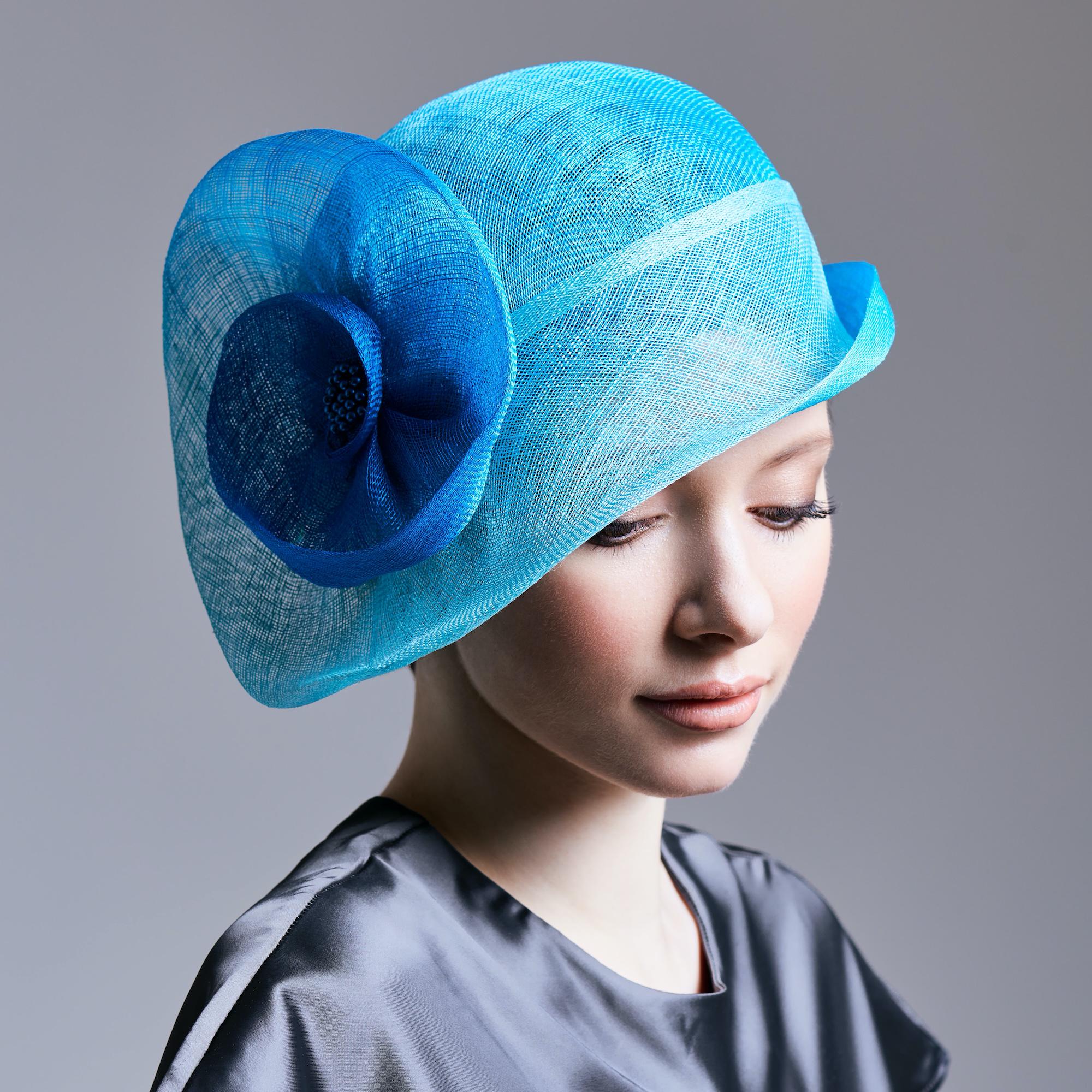 Sinamay cloche with flower trim