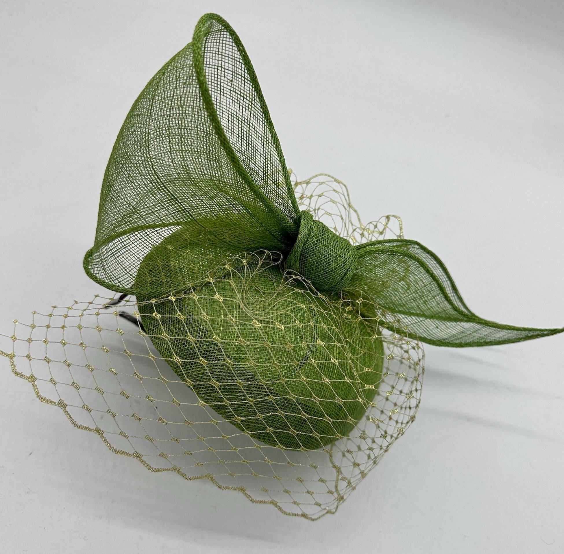 Sinamay fascinator headband with bow&veil Derby Tea party hat