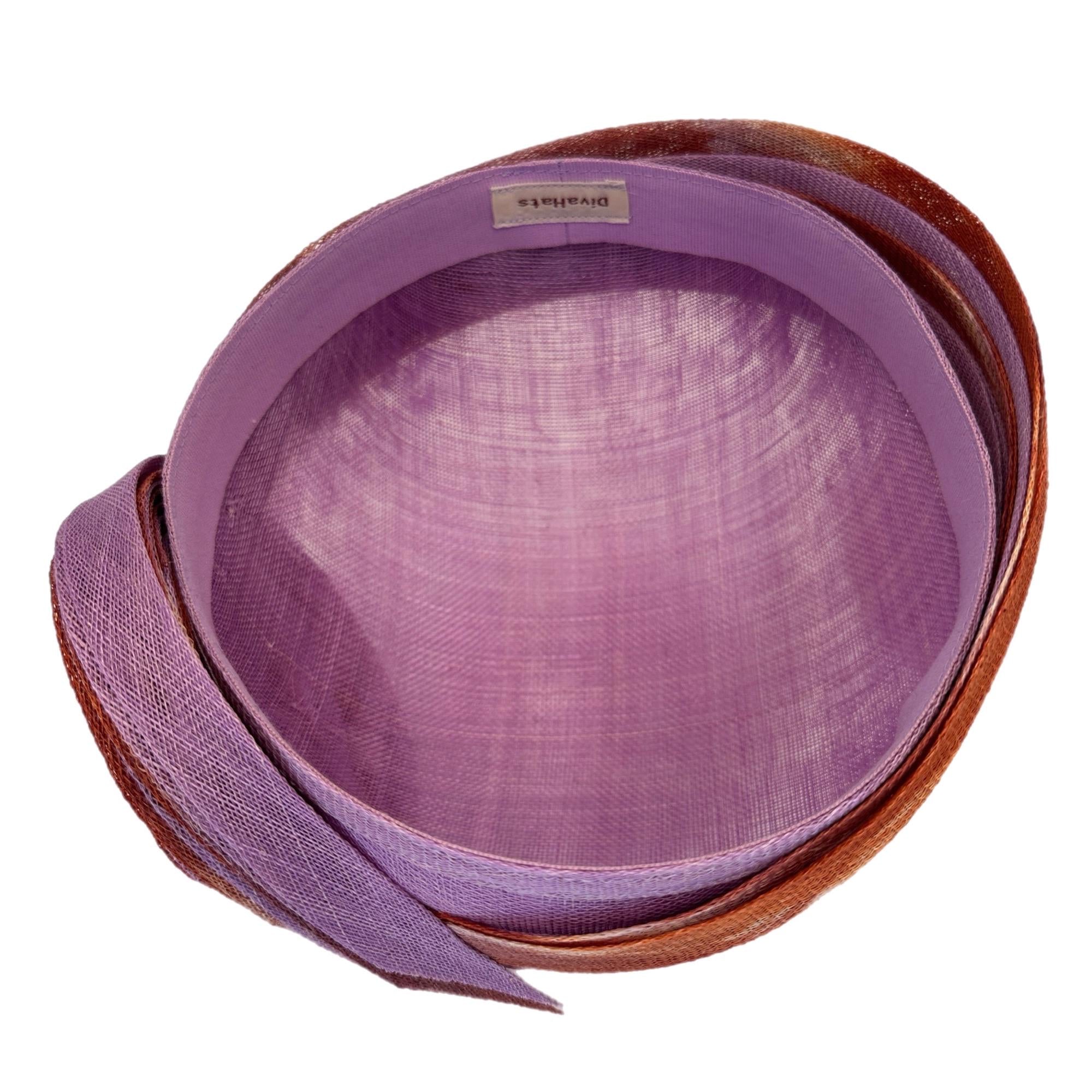 Creative Lavender&Orange Cloche Hat with a Bow Derby Church Headwear