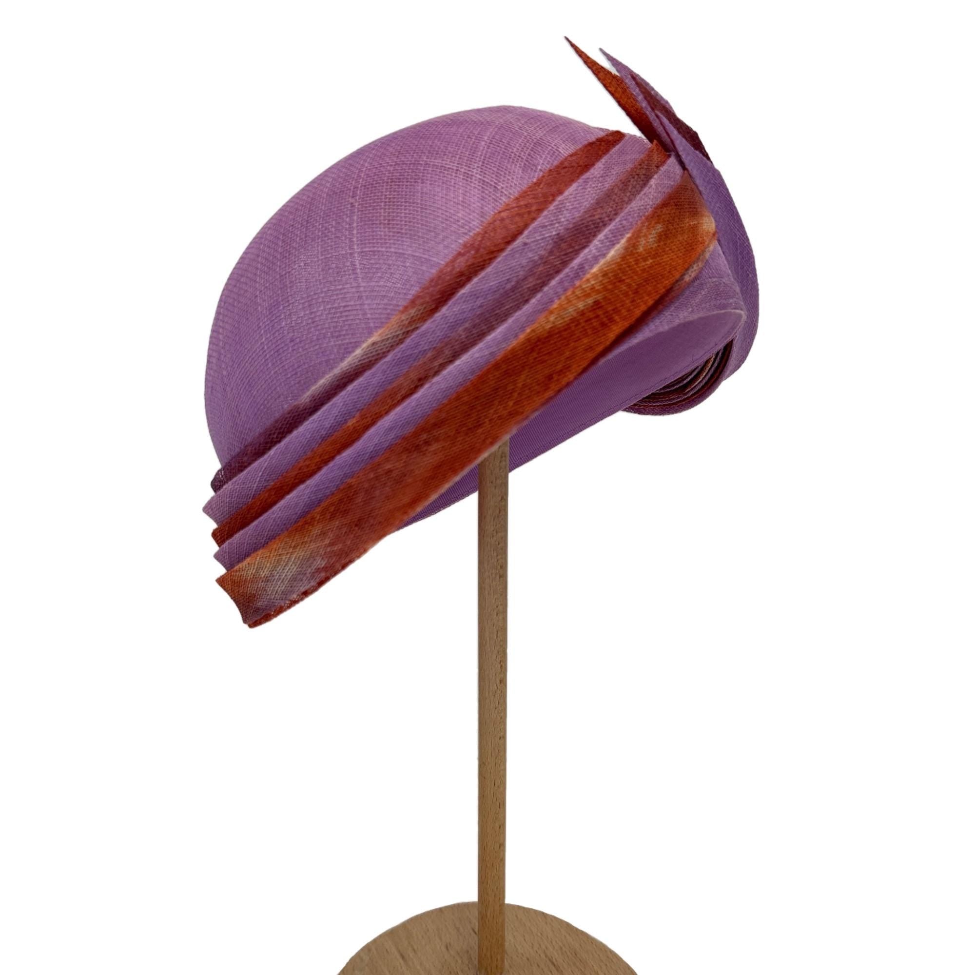 Creative Lavender&Orange Cloche Hat with a Bow Derby Church Headwear