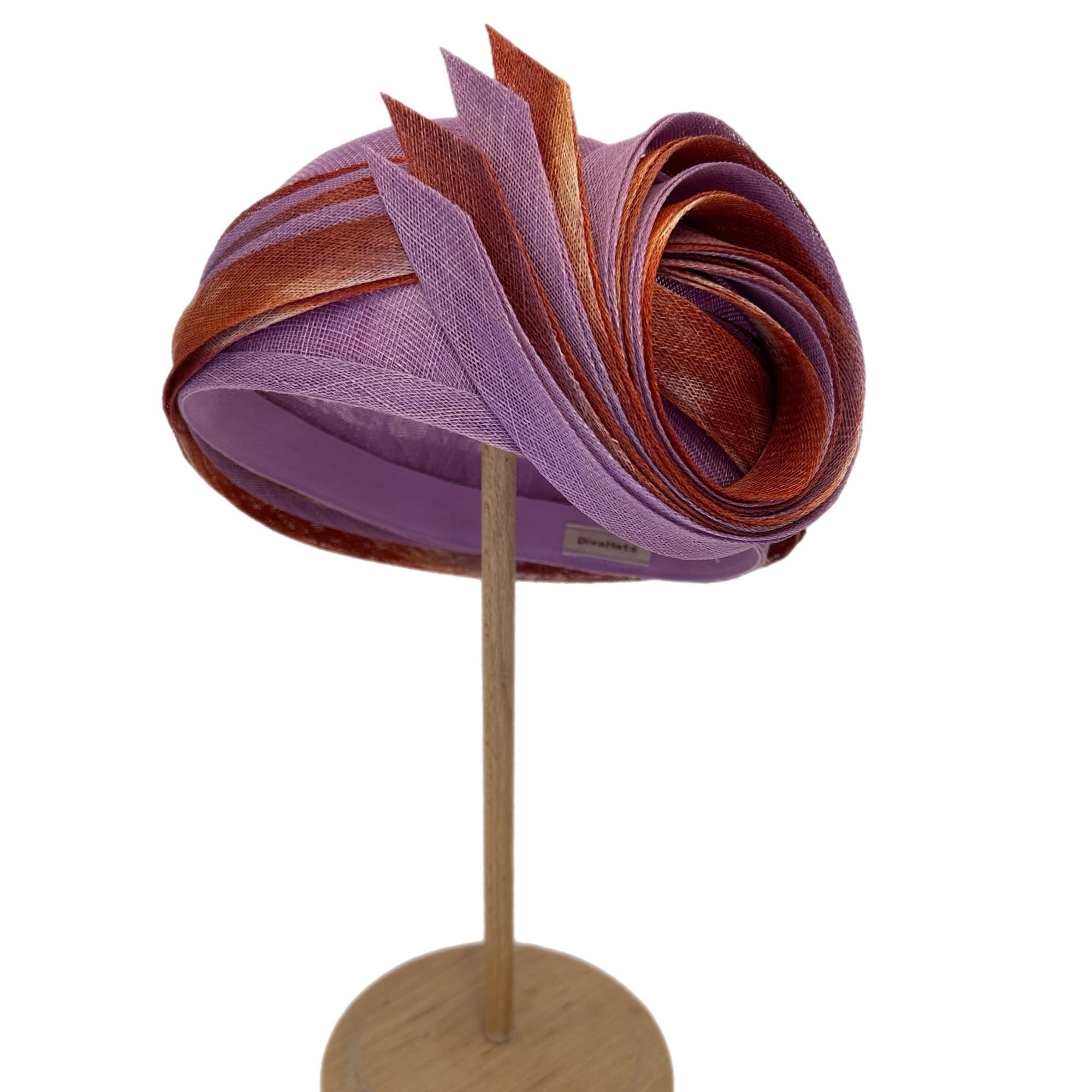 Creative Lavender&Orange Cloche Hat with a Bow Derby Church Headwear