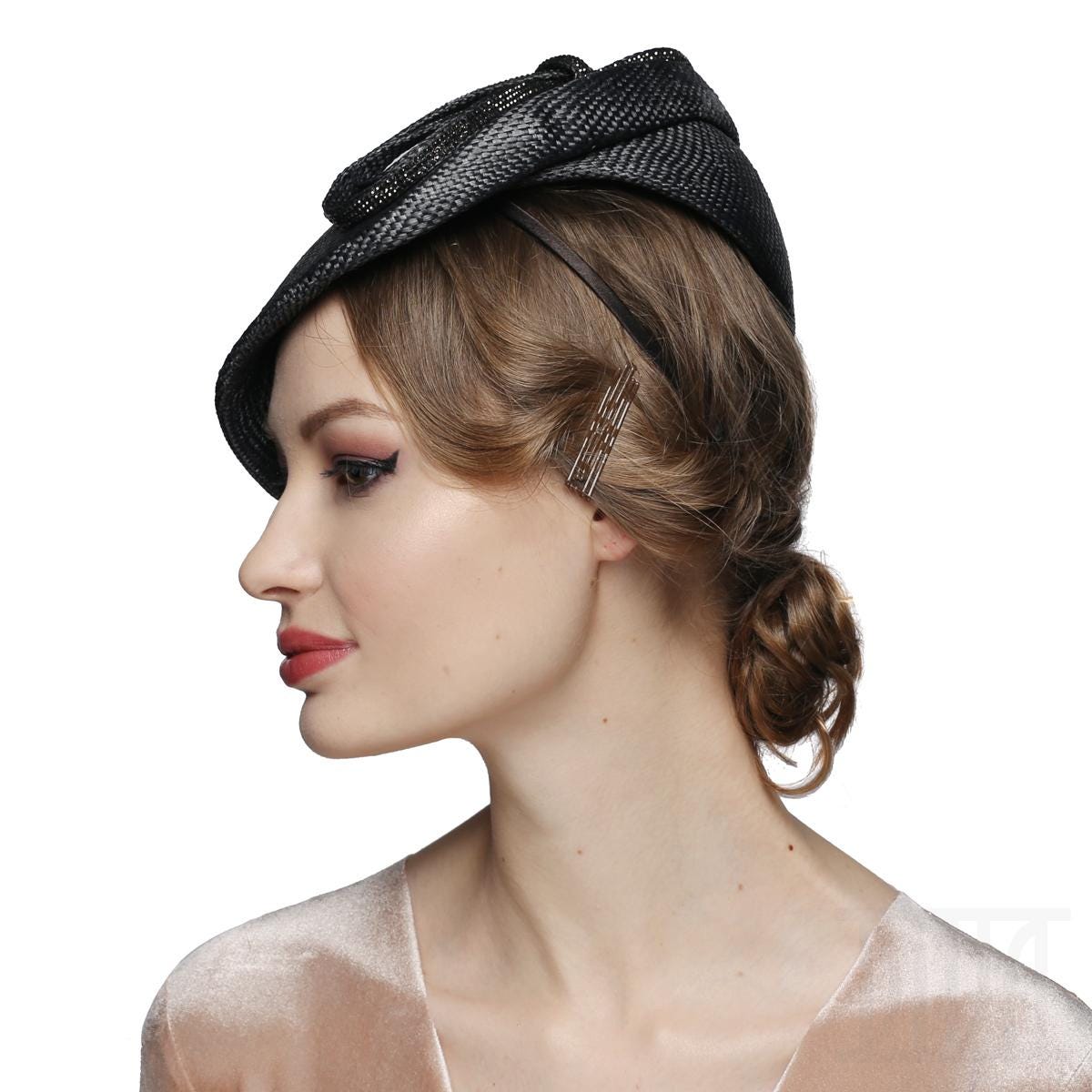 Elegant Black Fascinator Wedding Derby Tea Party Hat