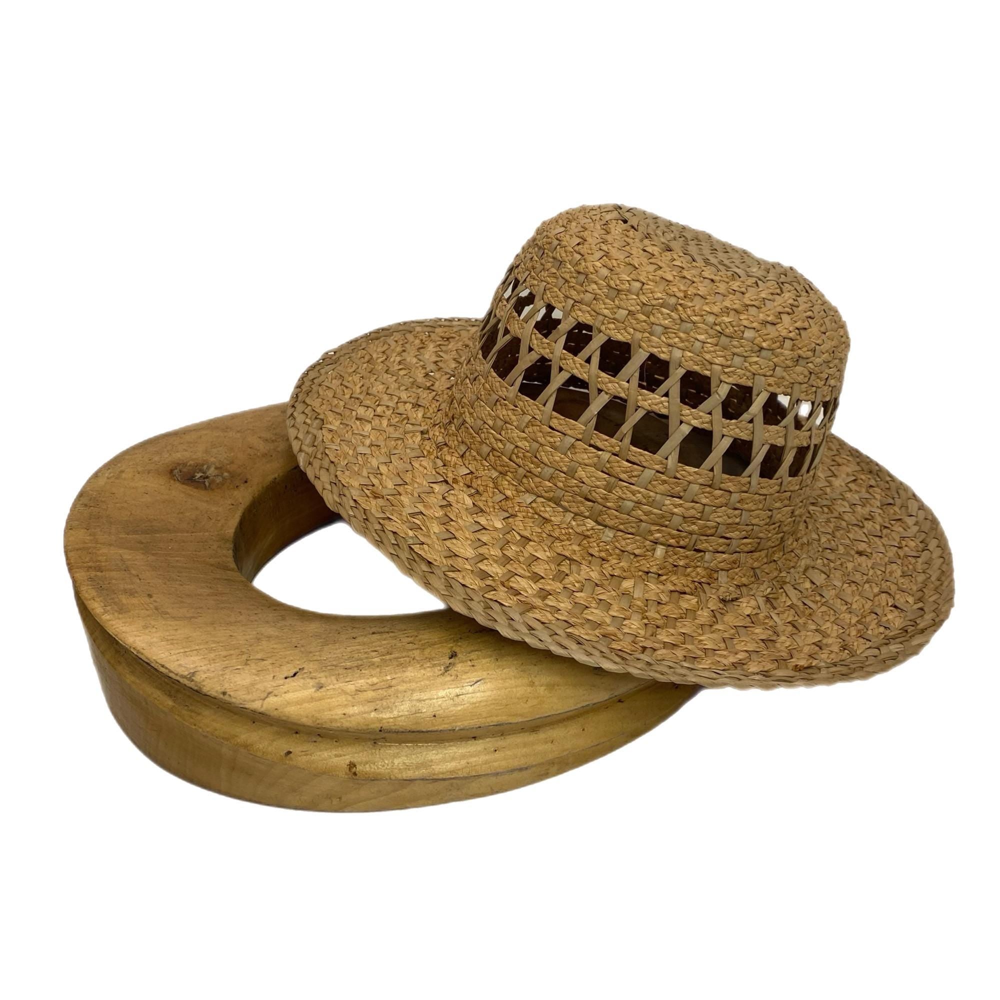 Vintage Natural Straw Hat Body Decorative Open Weave Capeline for Millinery and Hat Making