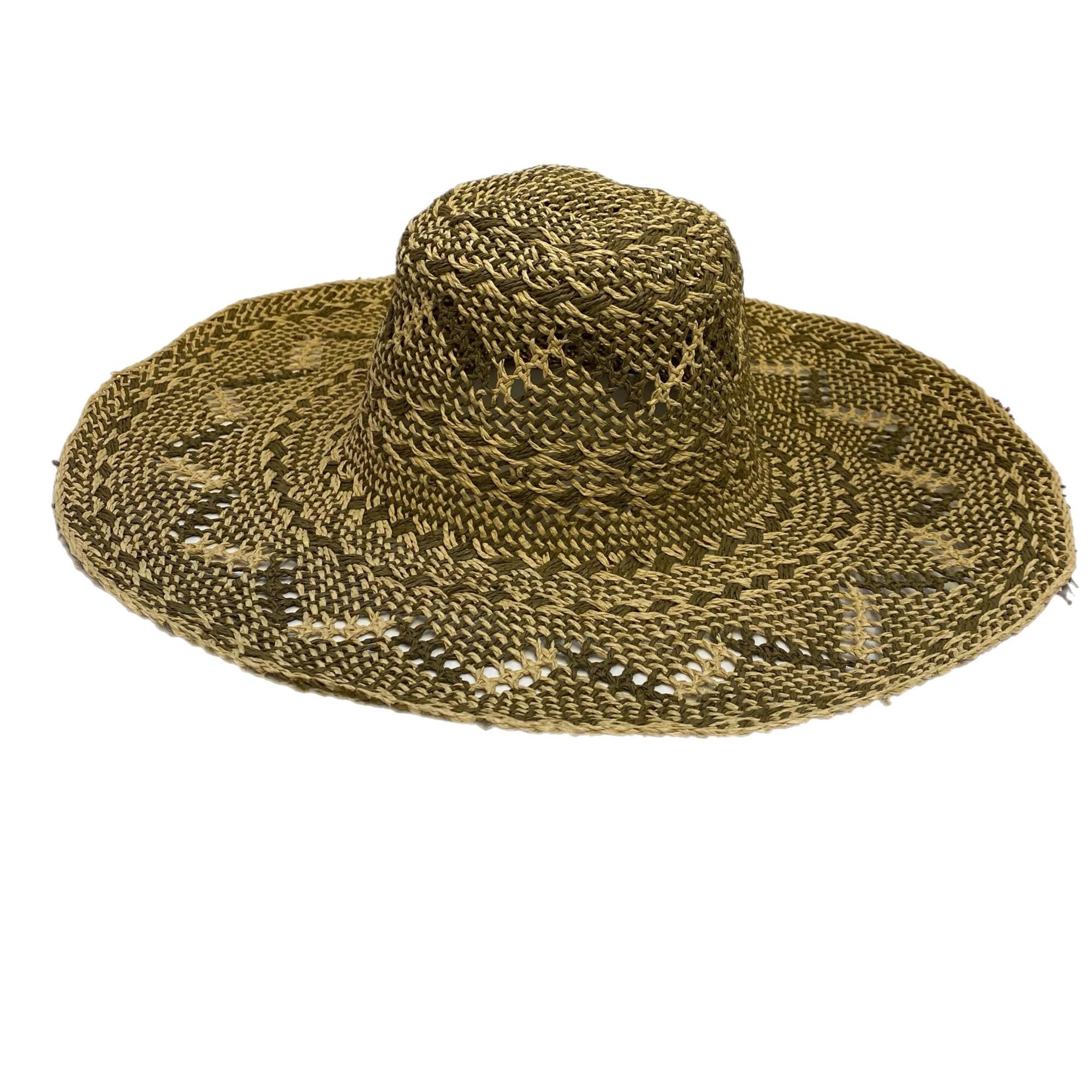 Vintage Woven Straw Hat with Pattern Natural and Stylish