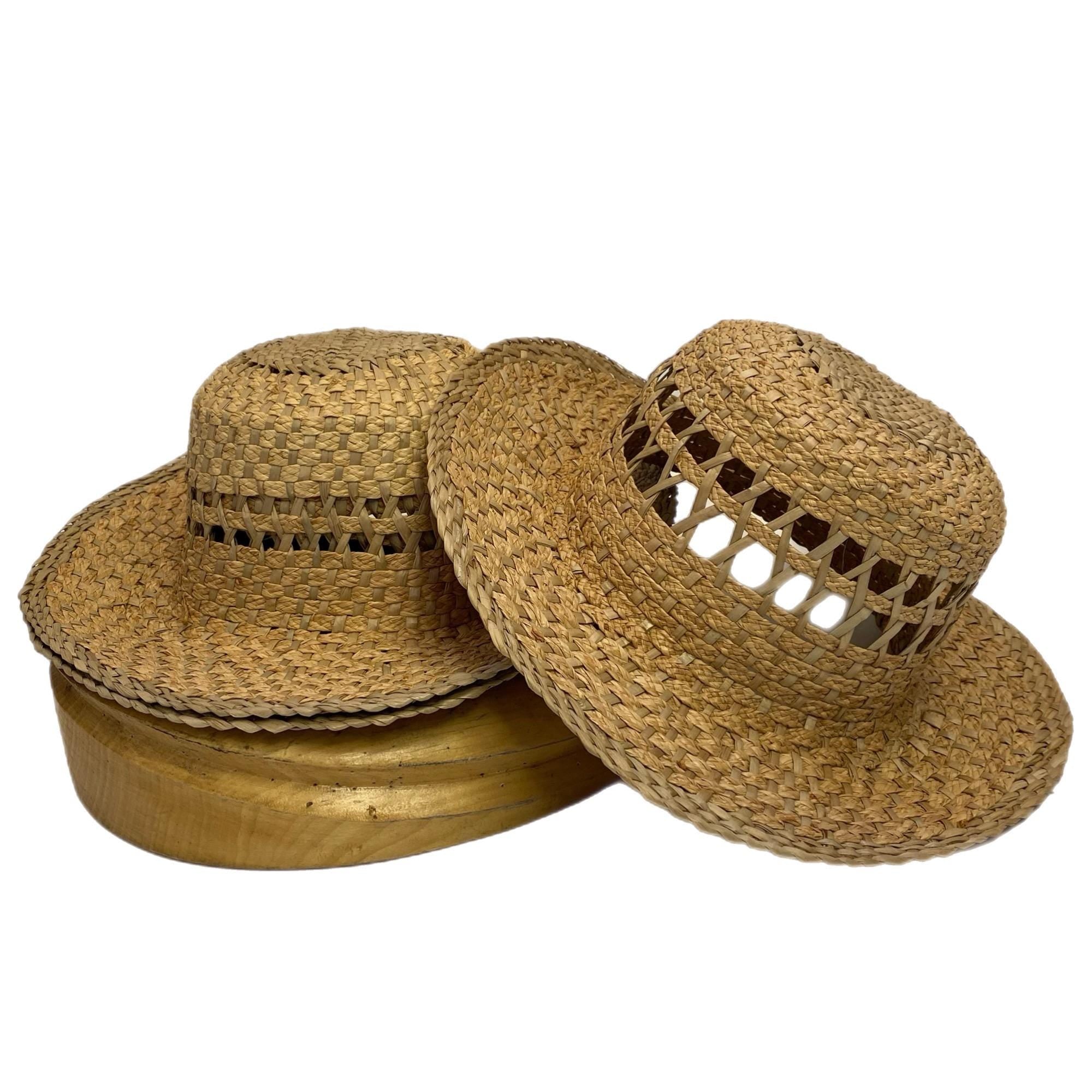 Vintage Natural Straw Hat Body Decorative Open Weave Capeline for Millinery and Hat Making
