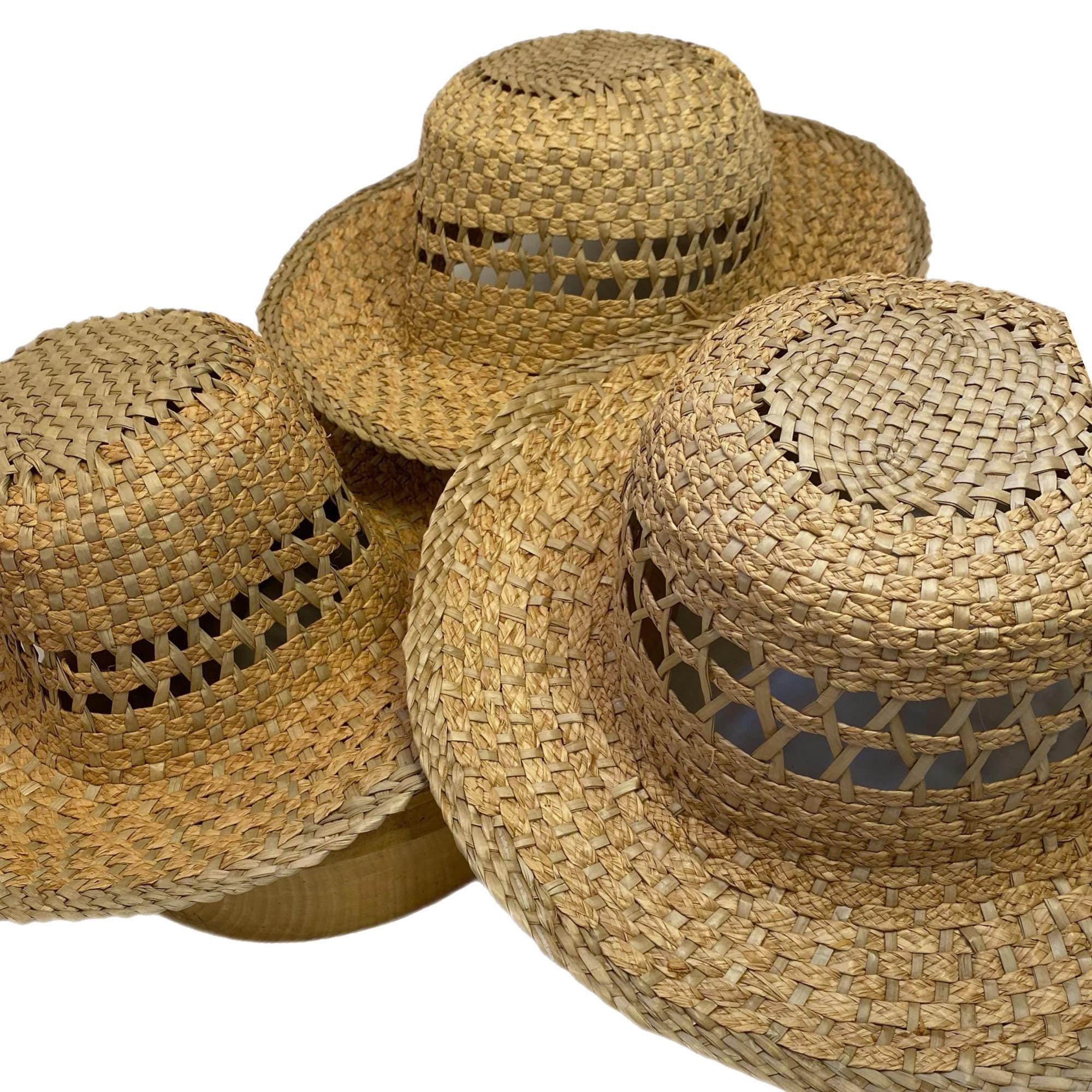 Vintage Straw Capeline Hat Bodies Windowpane for Millinery and Hat Making