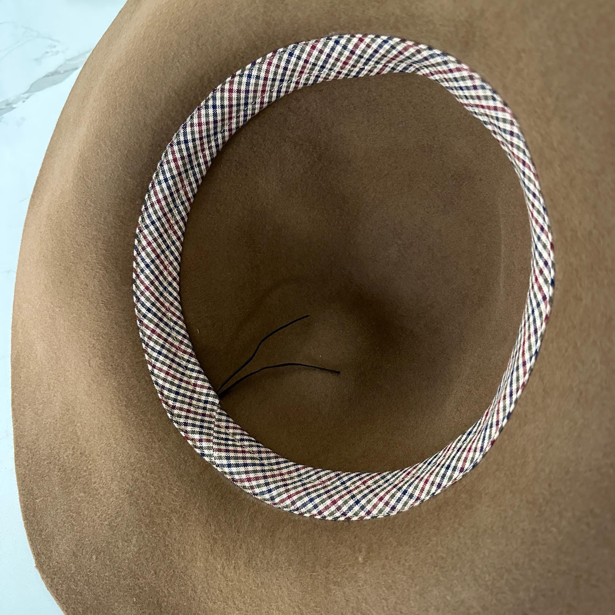 Handmade Checkered Cotton Hat Sweatband – Adjustable Comfort Fit