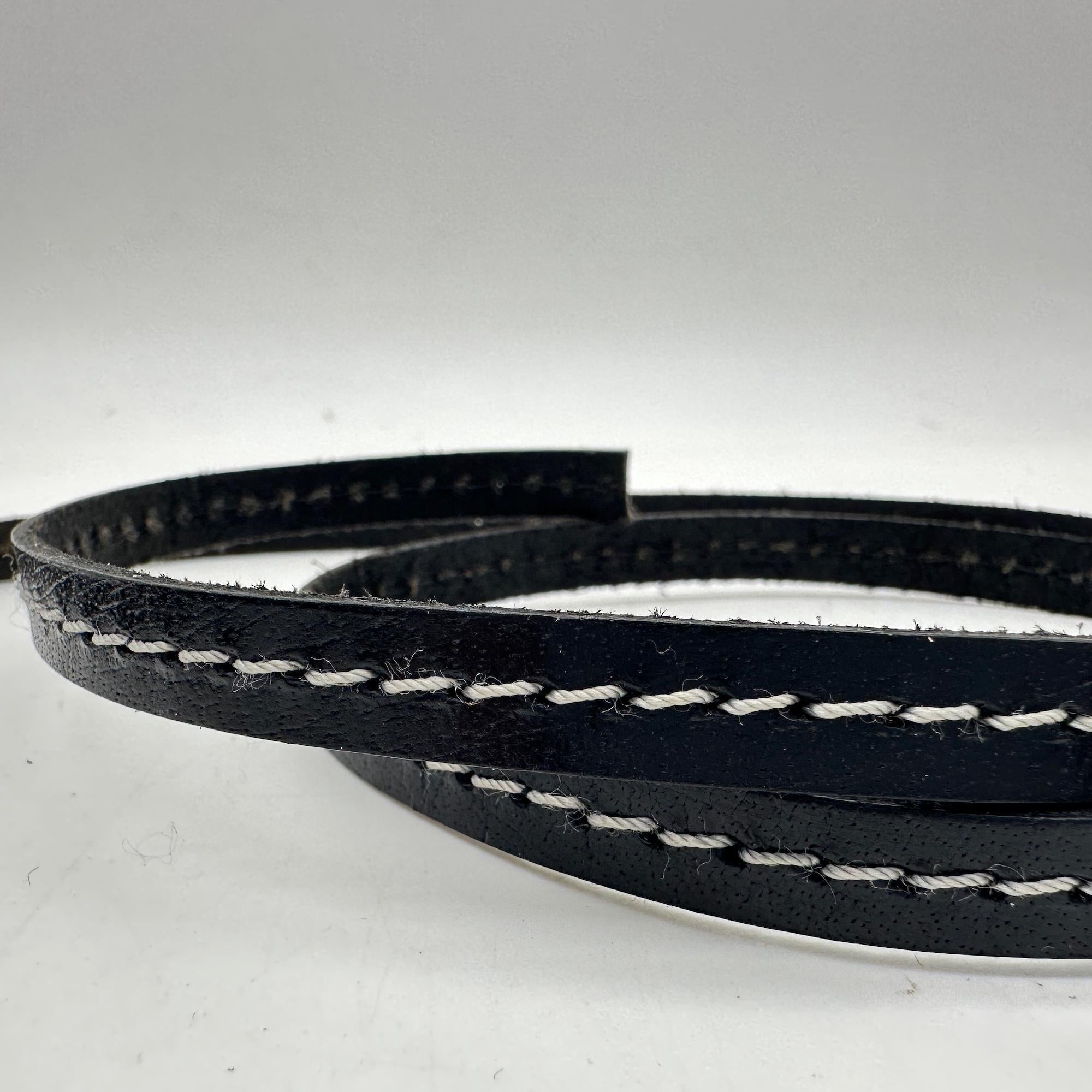 Eco Leather Hat Band Trim with Contrast Stitching, Black, 10 mm