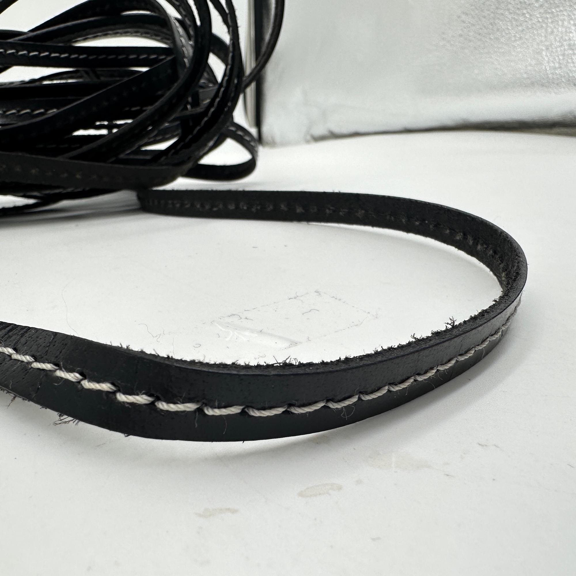 Eco Leather Hat Band Trim with Contrast Stitching, Black, 10 mm