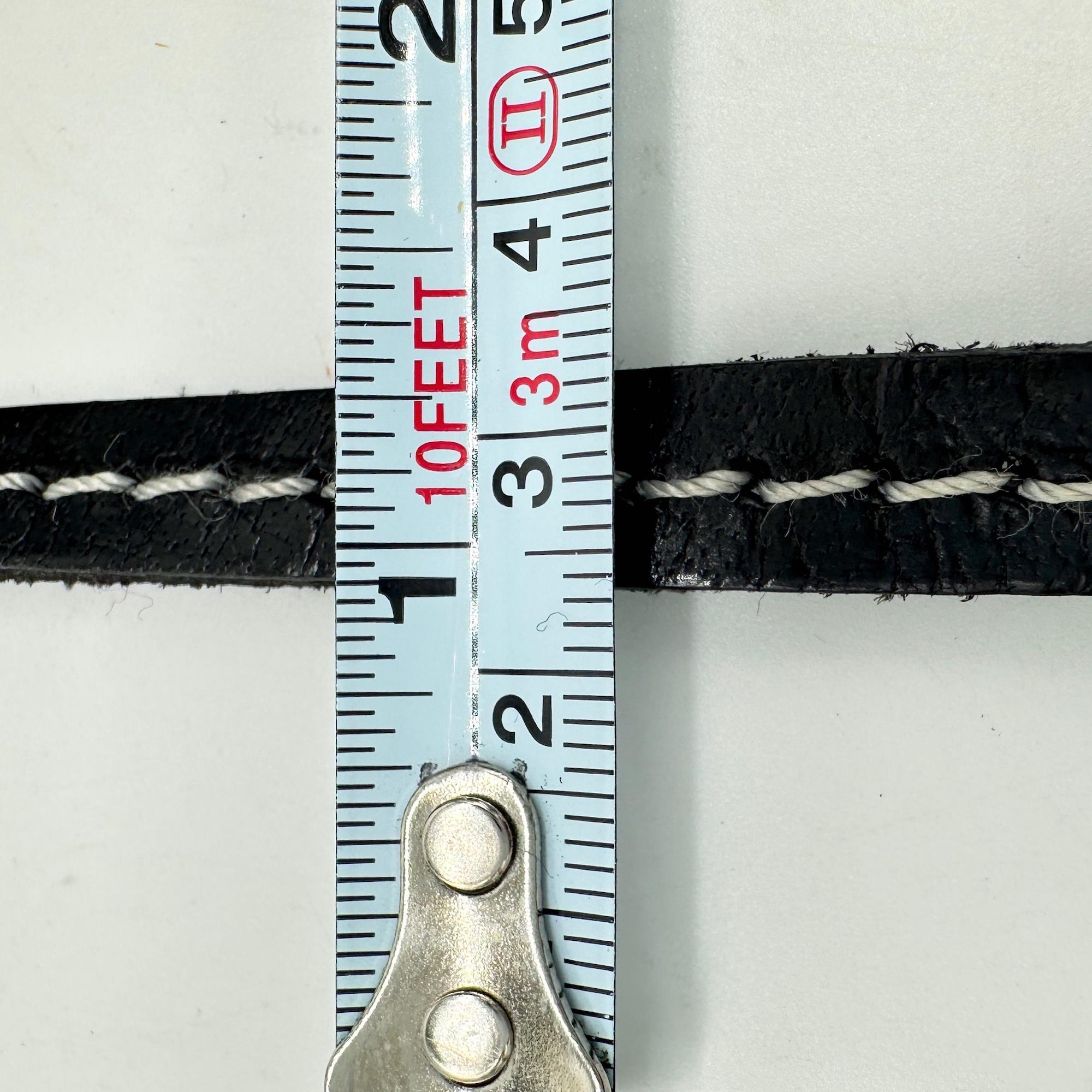 Eco Leather Hat Band Trim with Contrast Stitching, Black, 10 mm