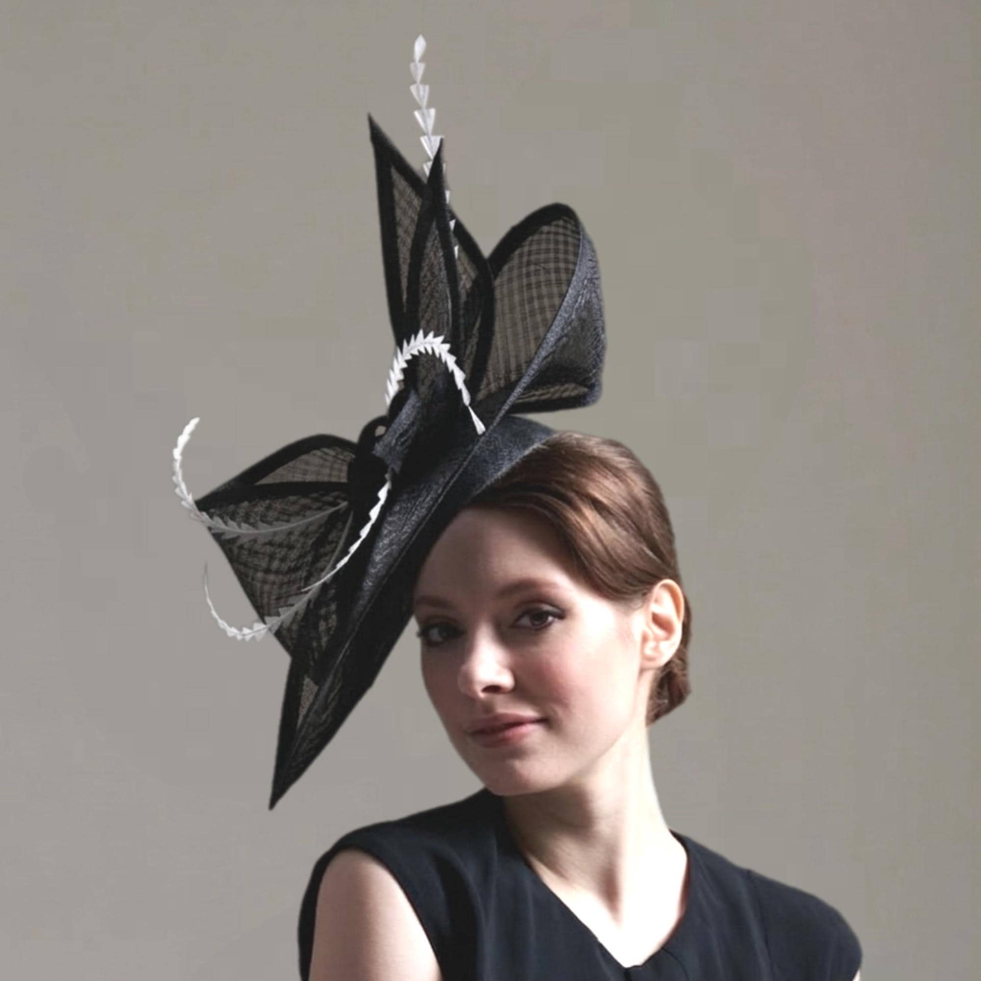 Black Fascinator Derby Hat Elegant Tea Party Headwear