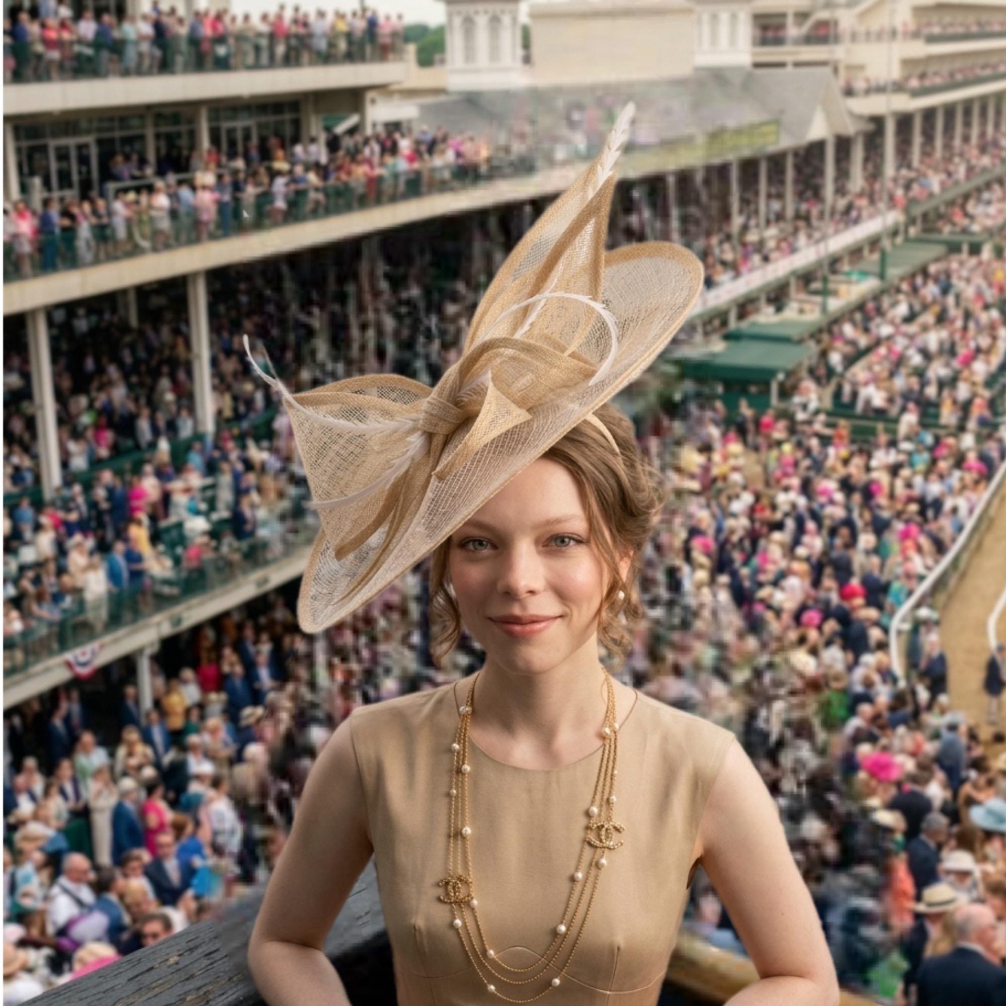 Beige Fascinator Derby Hat Elegant Women's Derby Tea Party Headwear
