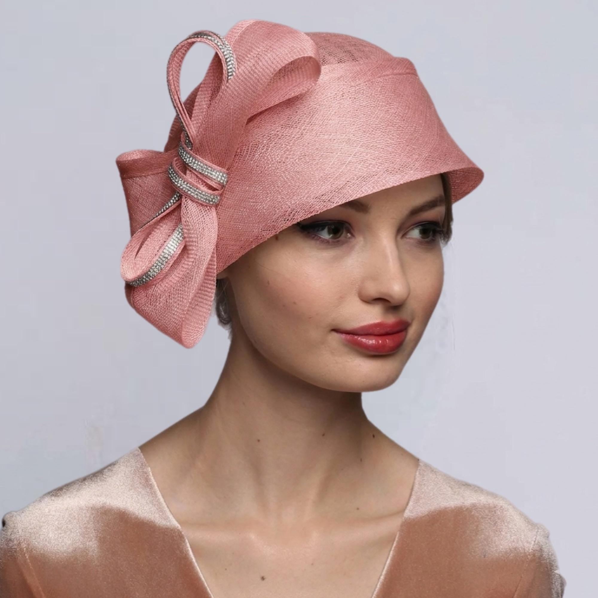 Pink Derby Hat • Elegant Church Hat with Bow