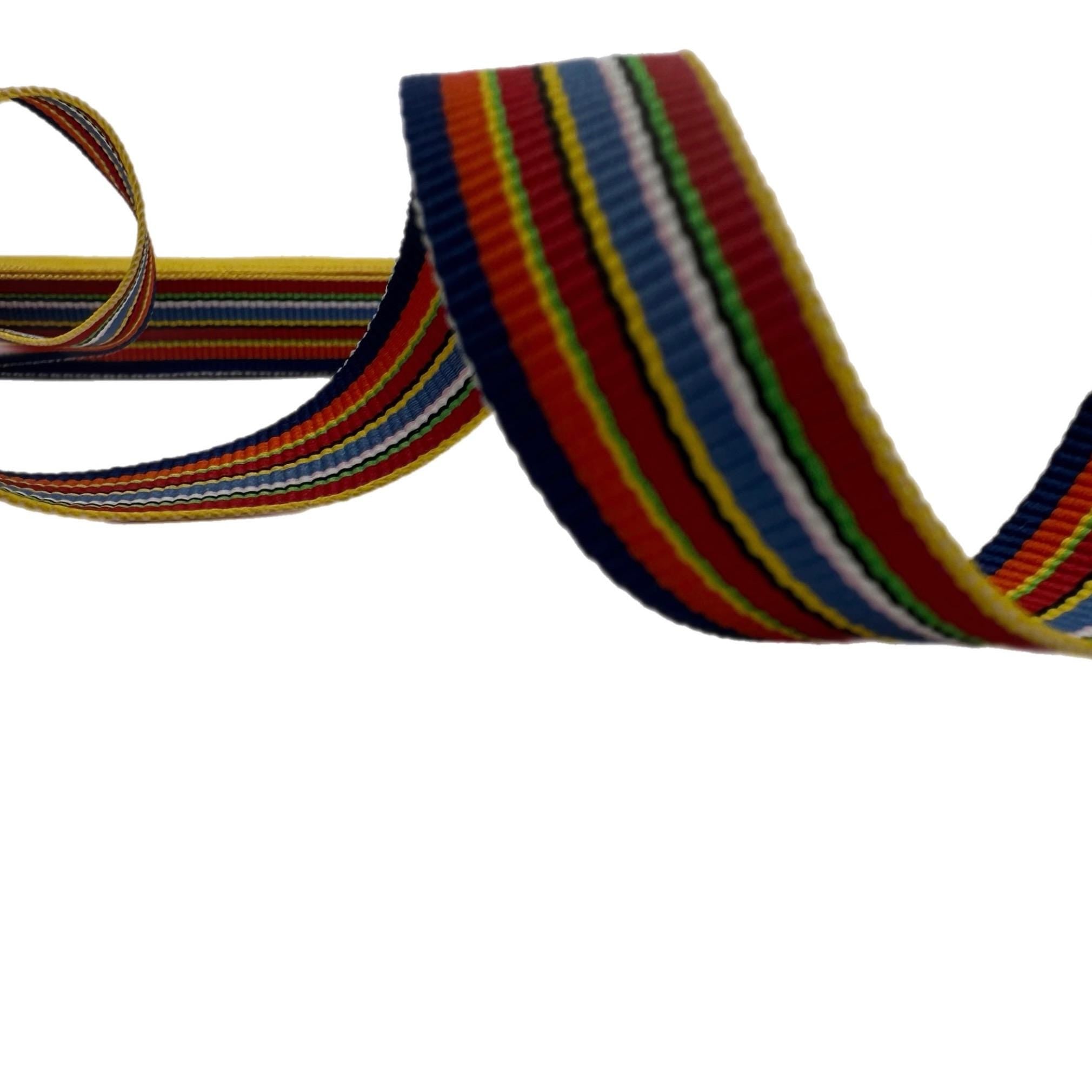 10 Yards Millinery Grosgrain Ribbon Multicolored Stripe - 5/8 inch (16 mm)