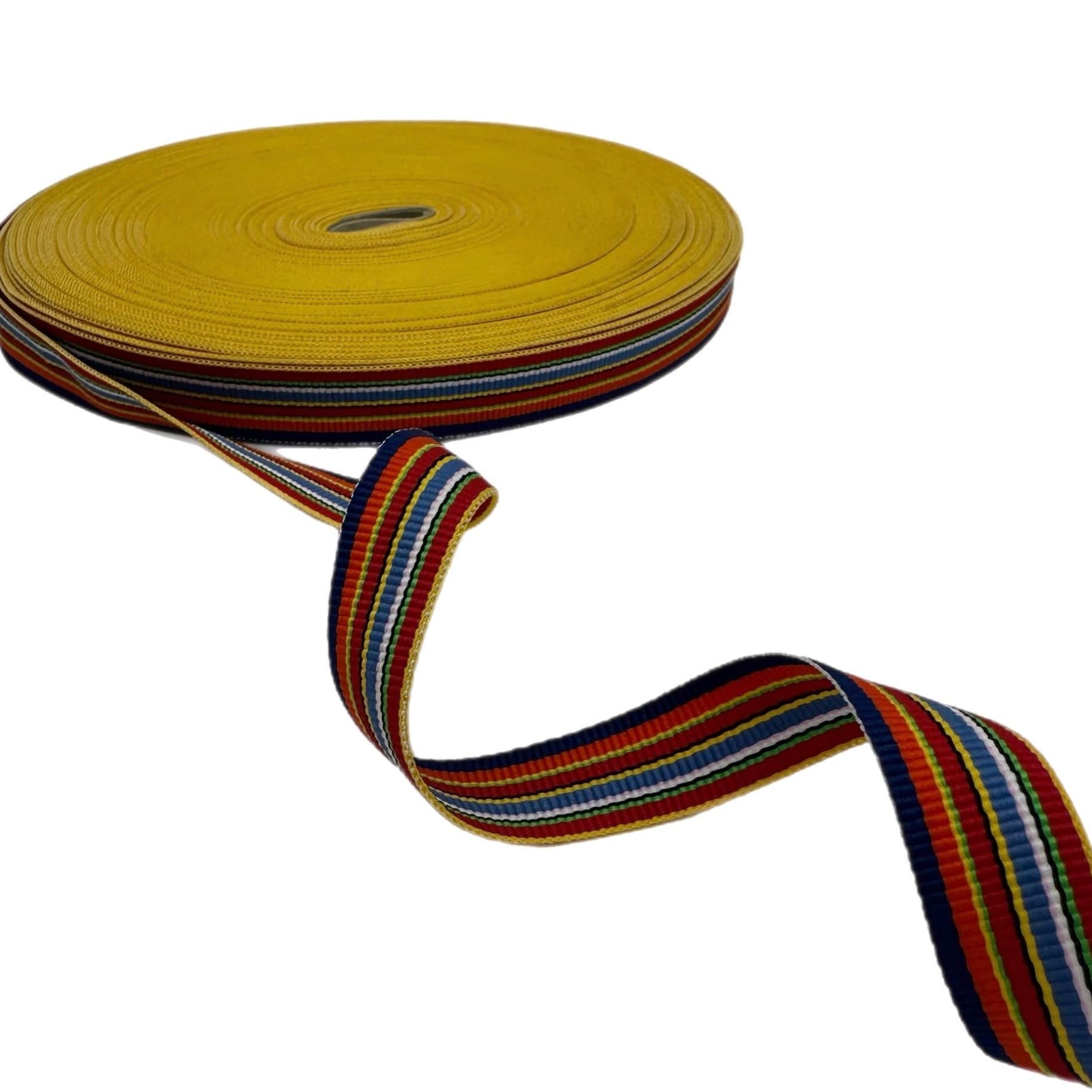 10 Yards Millinery Grosgrain Ribbon Multicolored Stripe - 5/8 inch (16 mm)