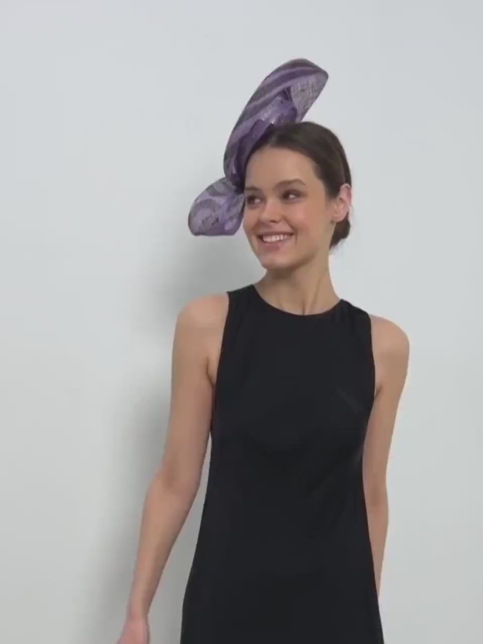 Purple and Black Fascinator Hat with a Circular Design Derby Wedding Tea Party Headwear