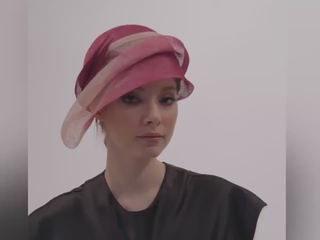 Blue Sinamay Couture Cloche Hat Sculptural Brim Millinery for Weddings