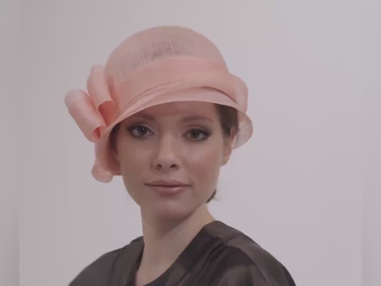Sinamay Cloche Hat with Bow: Derby Church Headwear